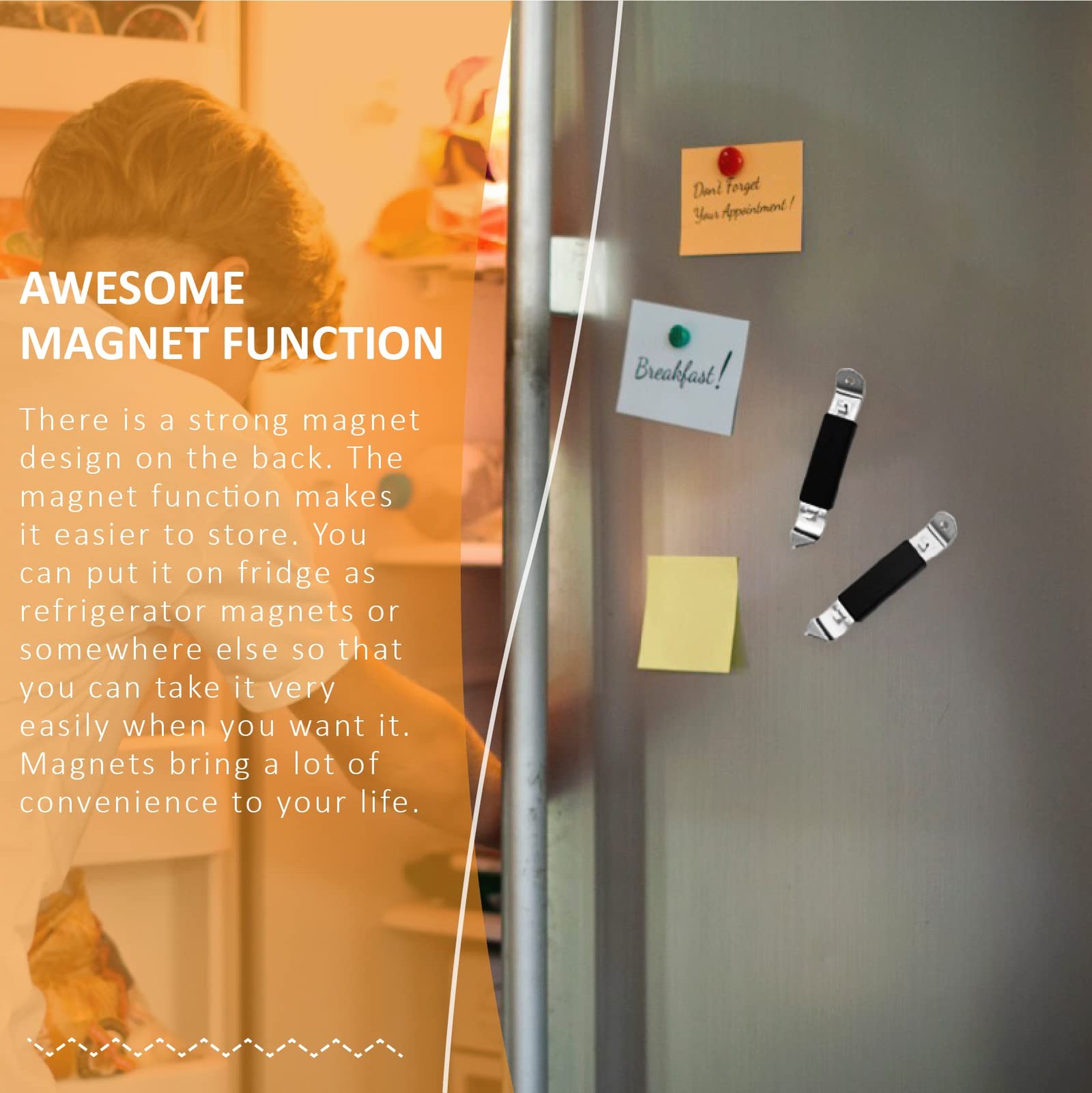 3 Pack Magnetic Bottle Openers Stainless Steel Flat Opener, Black