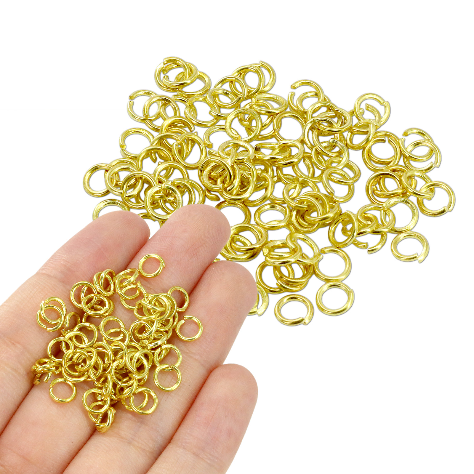 100 Pieces 6mm Stainless Steel Open Jump Ring DIY Connector 22K Gold Plated