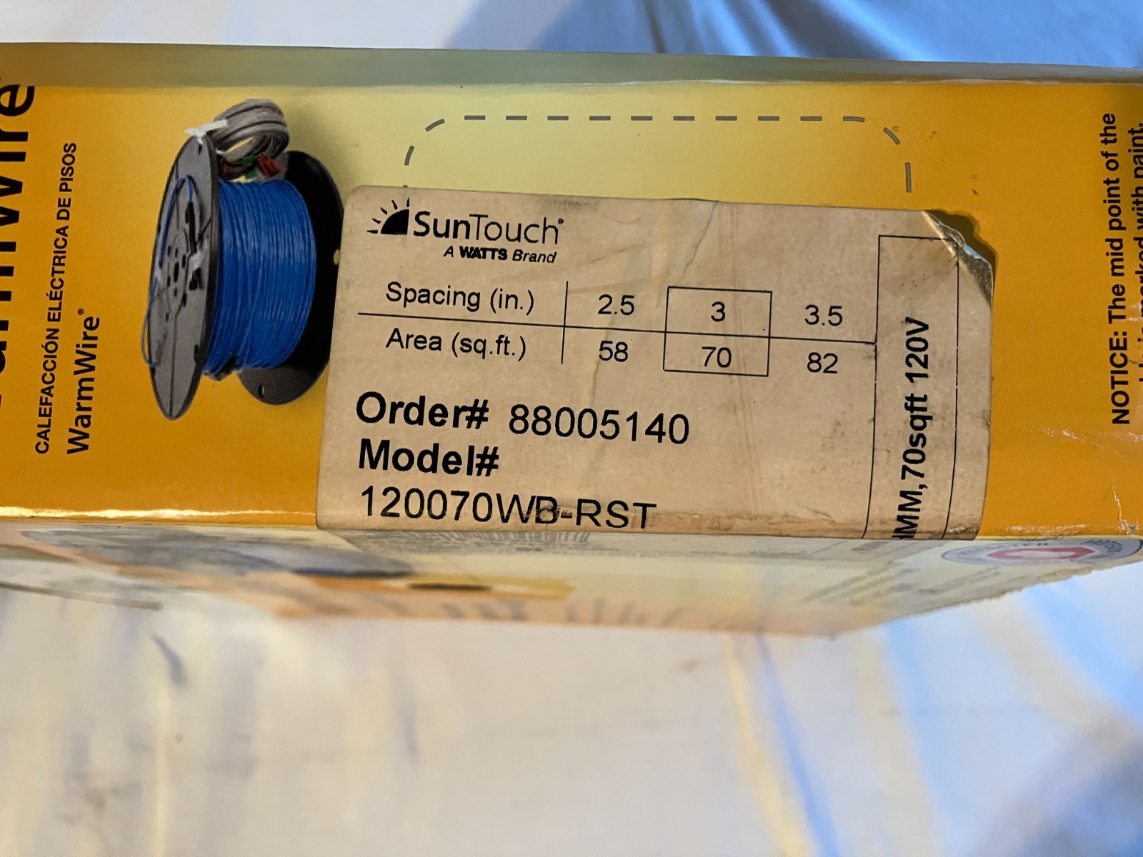 SunTouch 120070WB-RST WarmWire 14AWG, 70 sq ft, Used For HeatMatrix Membrane