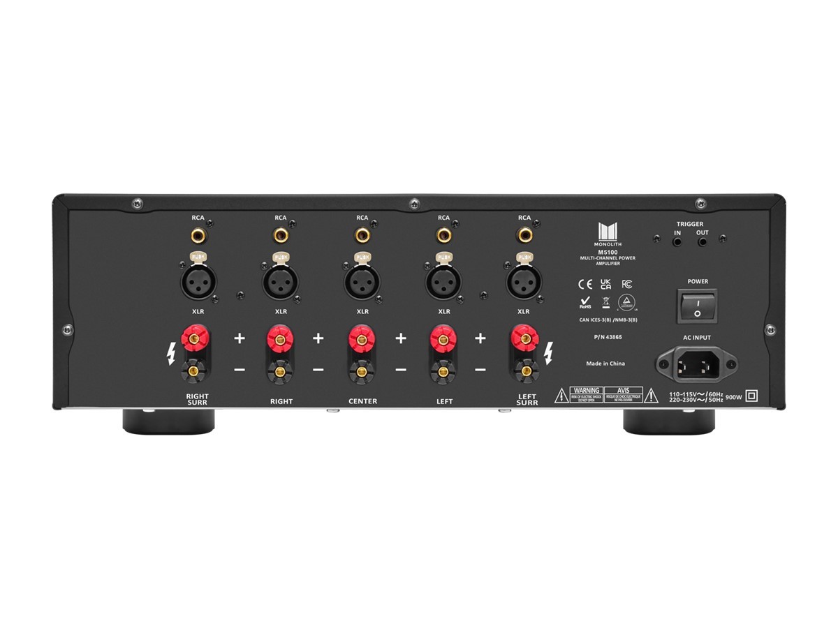 Monolith M5100X 5x90Watts Per Channel Multi-Channel Home Theater Power Amplifier