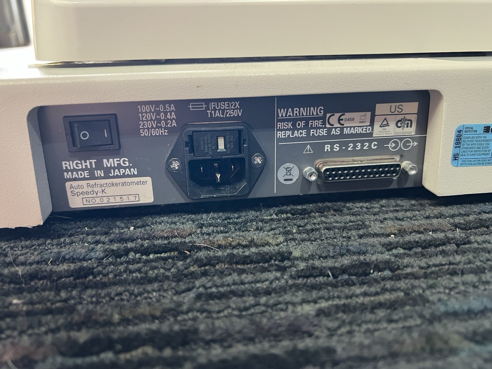 Righton Speedy K Autorefractor Keratometer As-Is Parts Or Repair Untested