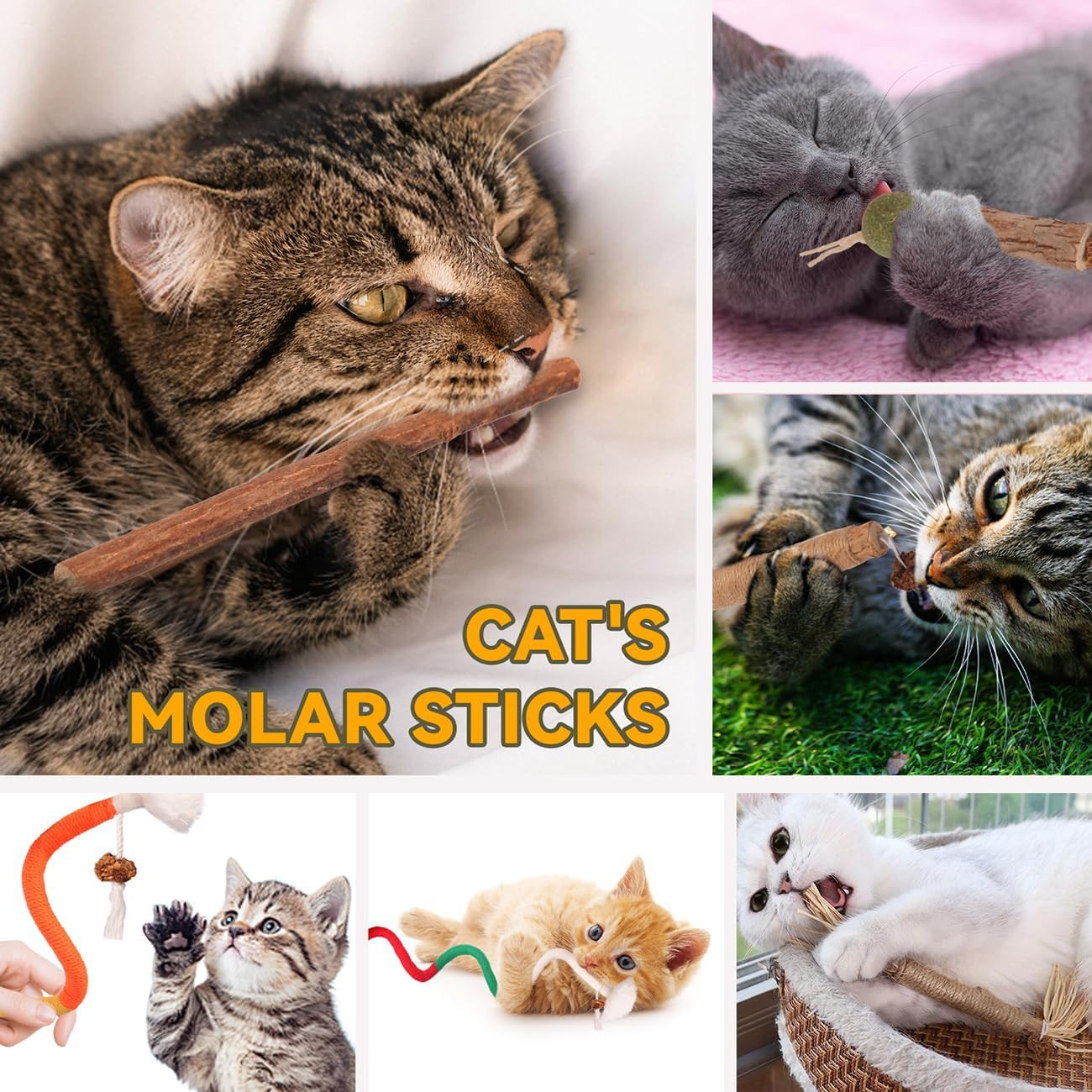 Cat Toys Cat Chew Toys, Silvervine Sticks Catnip Rope Toys for Cats Teeth Cleani