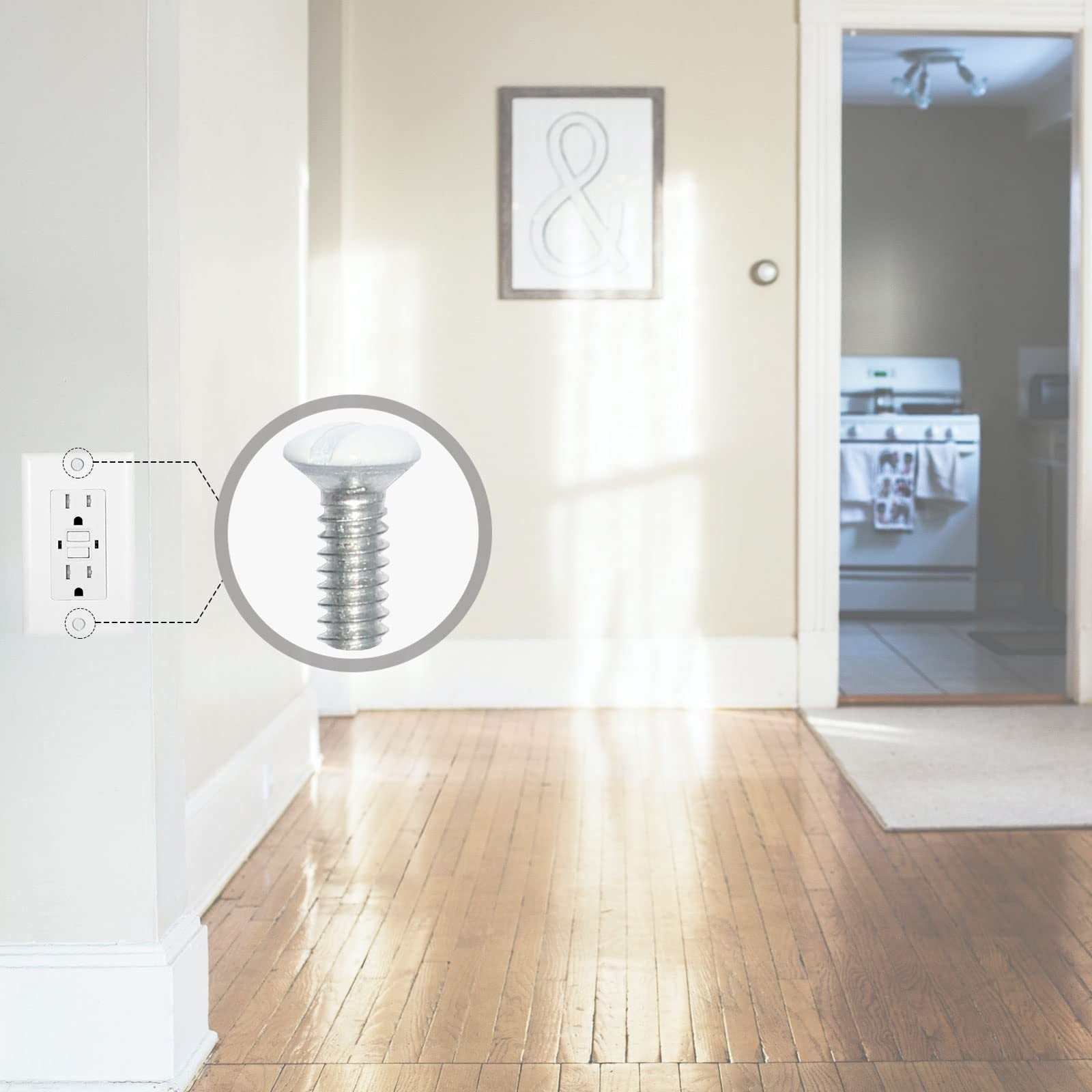 Wall Plate Screws 100 pcs White Outlet Screws 3/8" Long 6-32 Thread Light Ele...