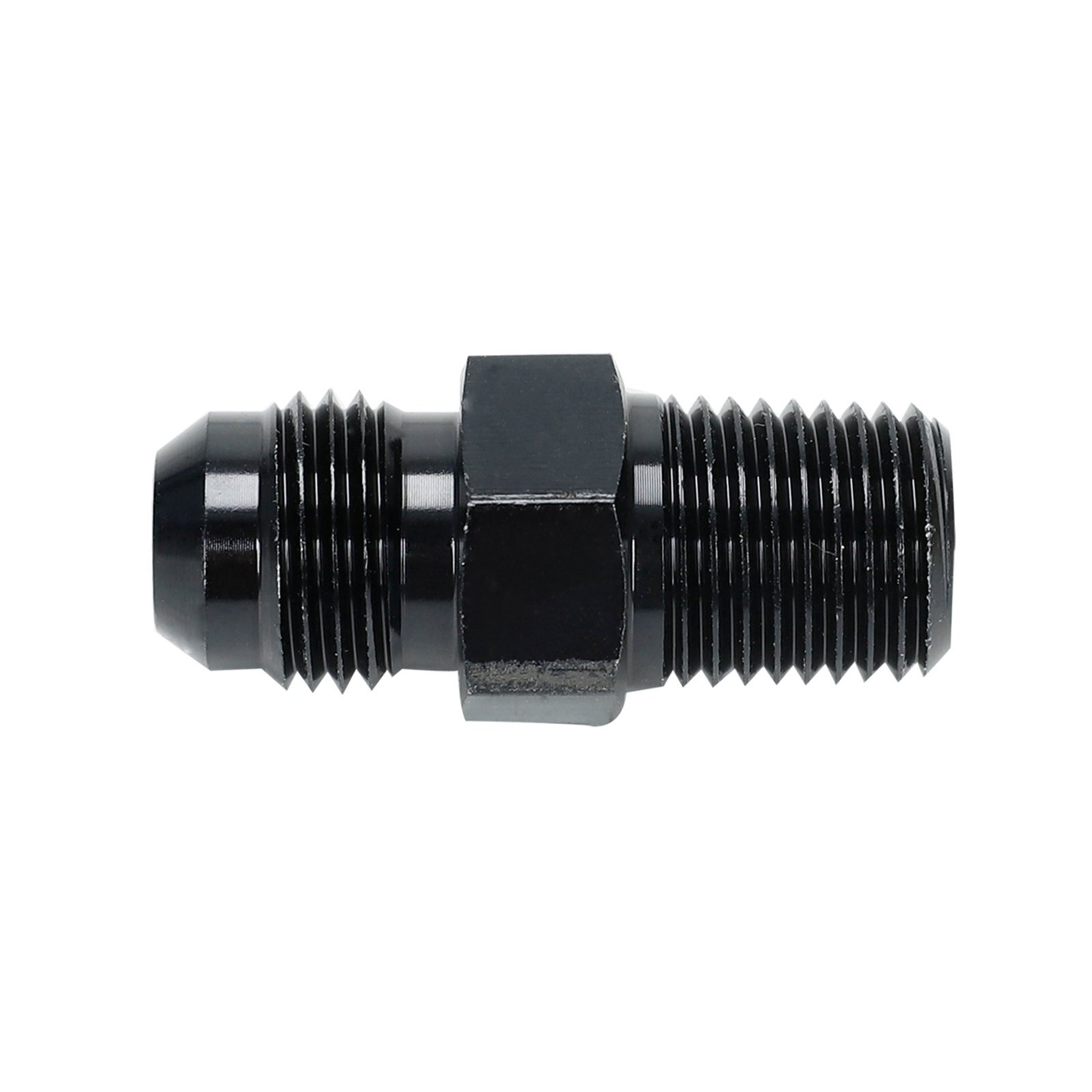 1/4 NPT to 6AN Adapter Straight Pipe Thread to 6 AN Flare Fitting Black