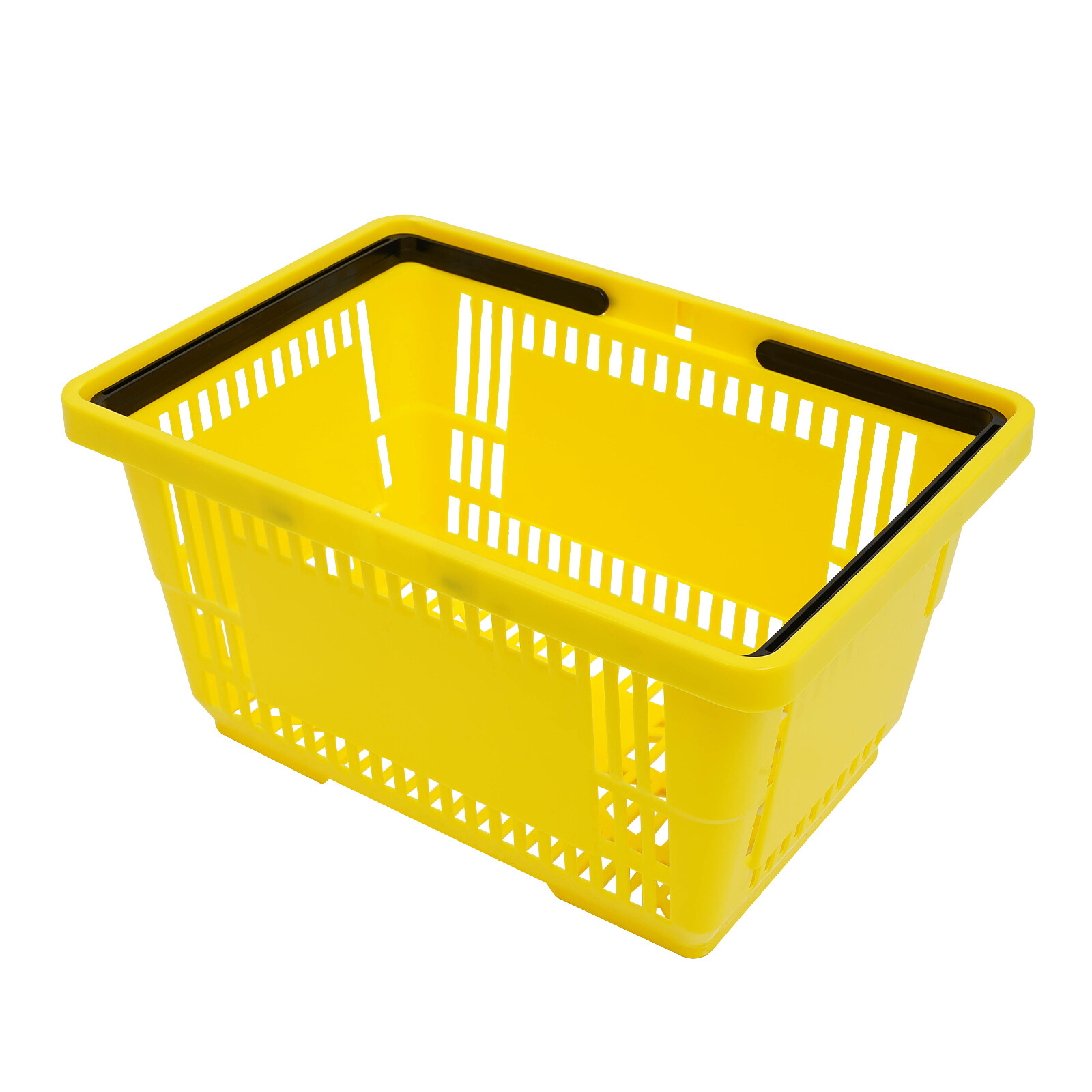 12 Packs 28L Plastic Shopping Baskets with Handles Yellow Store Retail Baskets