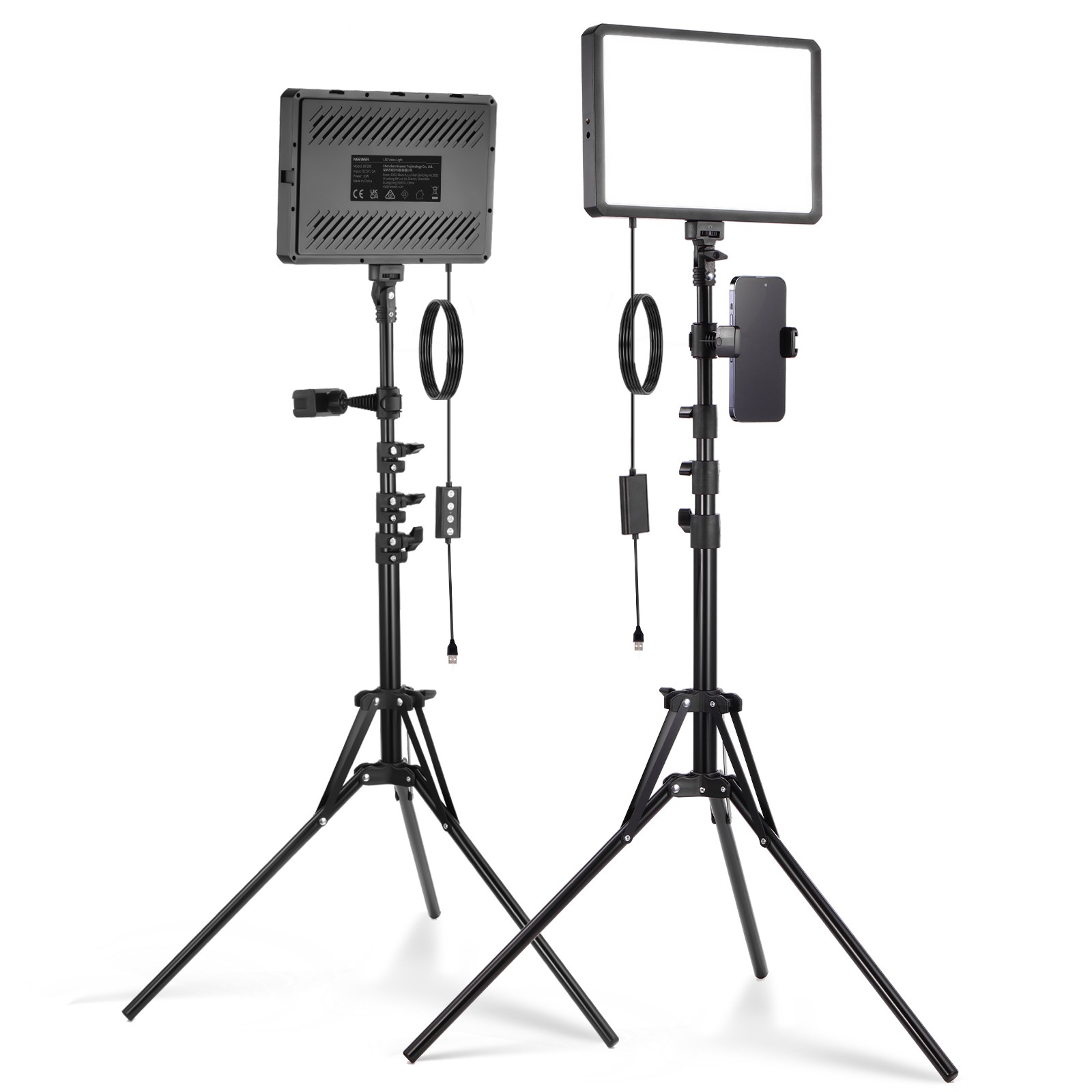 NEEWER BP300D 2-Pack LED Video Light Kit w/Stands, Bi-Color 2700K-6500K