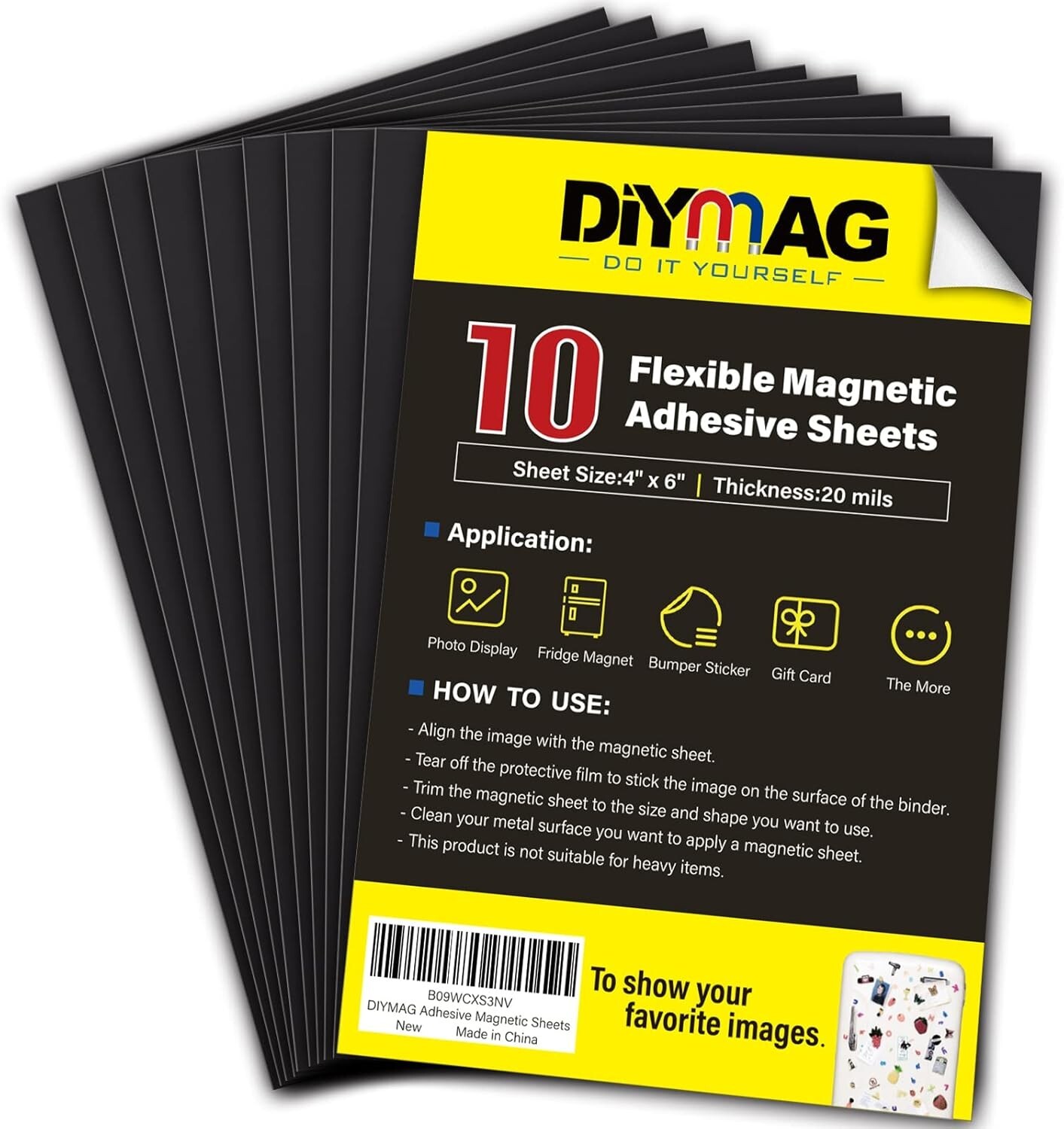 Flexible 4" x 6" Magnetic Sheets with Strong Adhesive - Perfect for Photos
