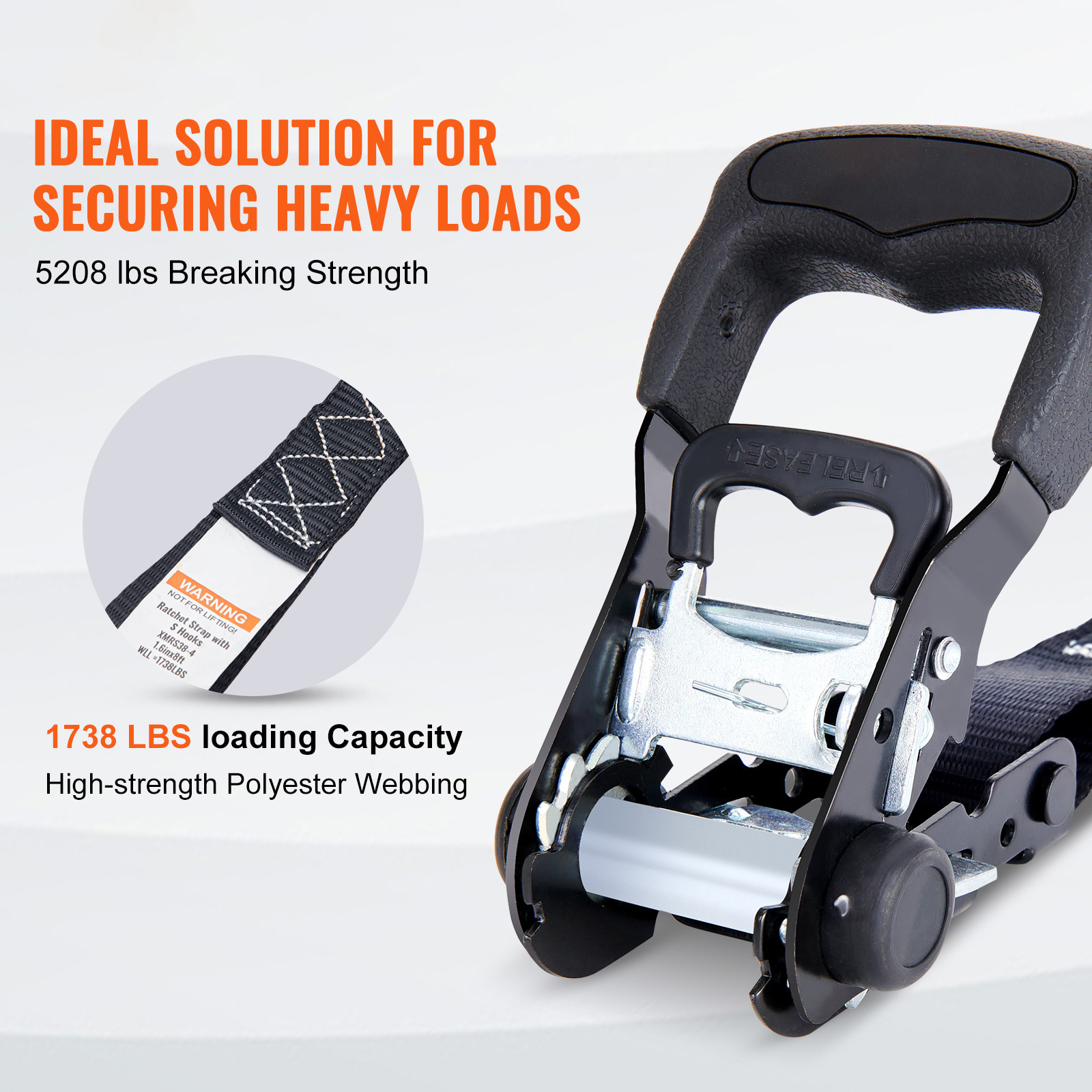 4 Pack Ratchet Tie Down Straps 5208 lbs 1.6" x 8' Heavy Duty for Cargo