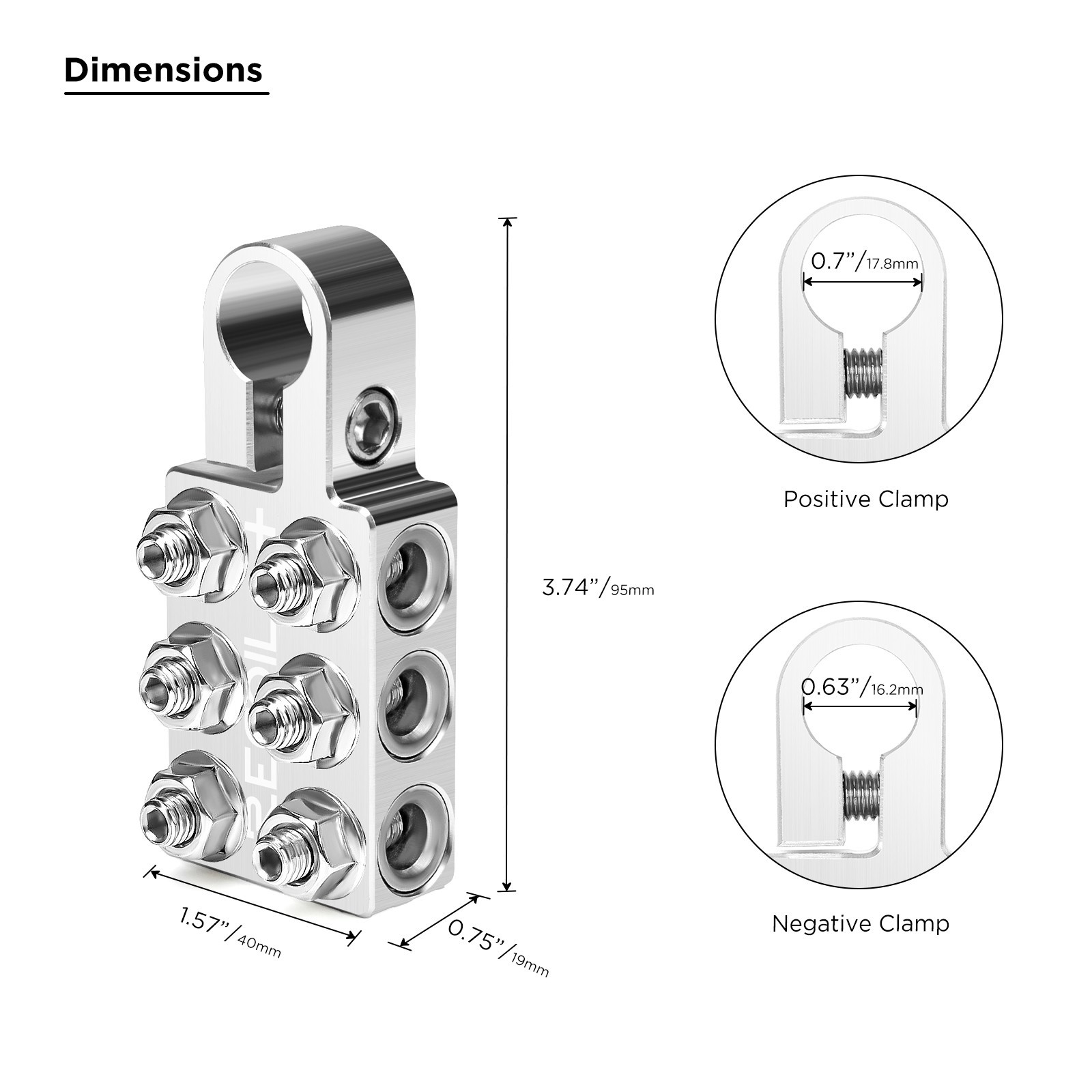 ABT12 12-Way Positive Negative Battery Terminals for SAE/DIN/EN Top Posts, Pair