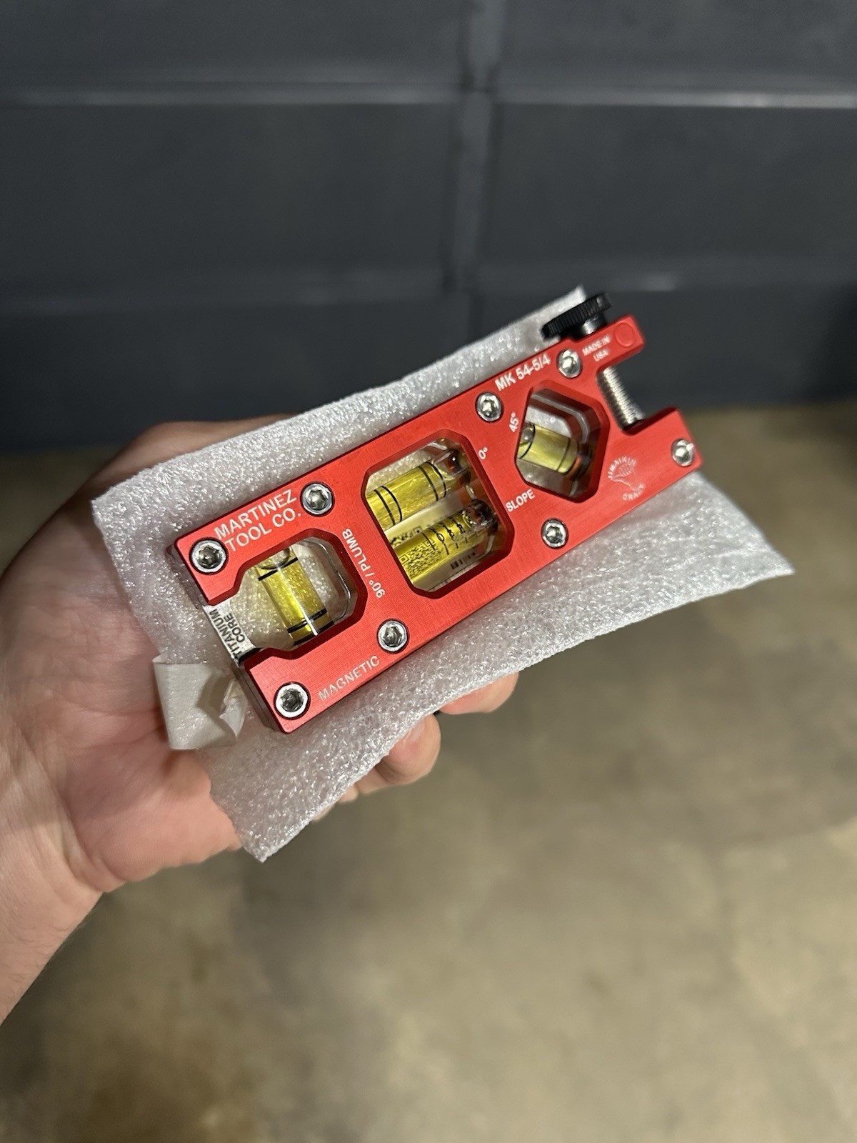 Martinez Tool Co. Titanium Core 5” Magnetic Torpedo & Conduit Level Red - USA