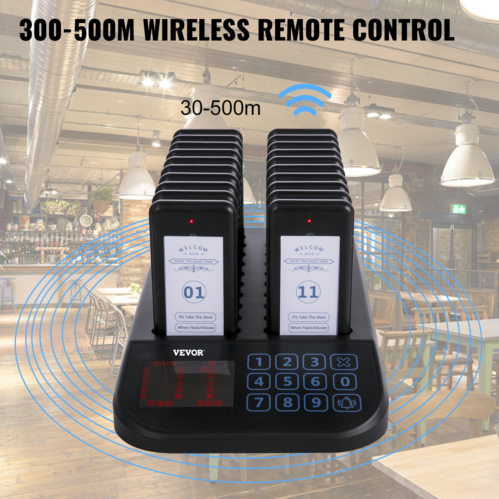 VEVOR Restaurant Coasters 20 Pagers Wireless Calling System TouchScreen Display