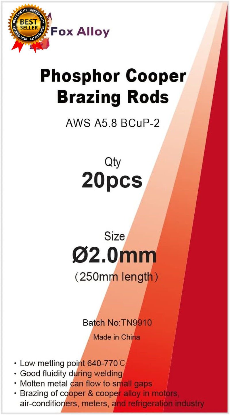 20Pcs Copper Brazing Rods Bcup-2 (5/64") 2Mm Phosphorus round Self Fluxing