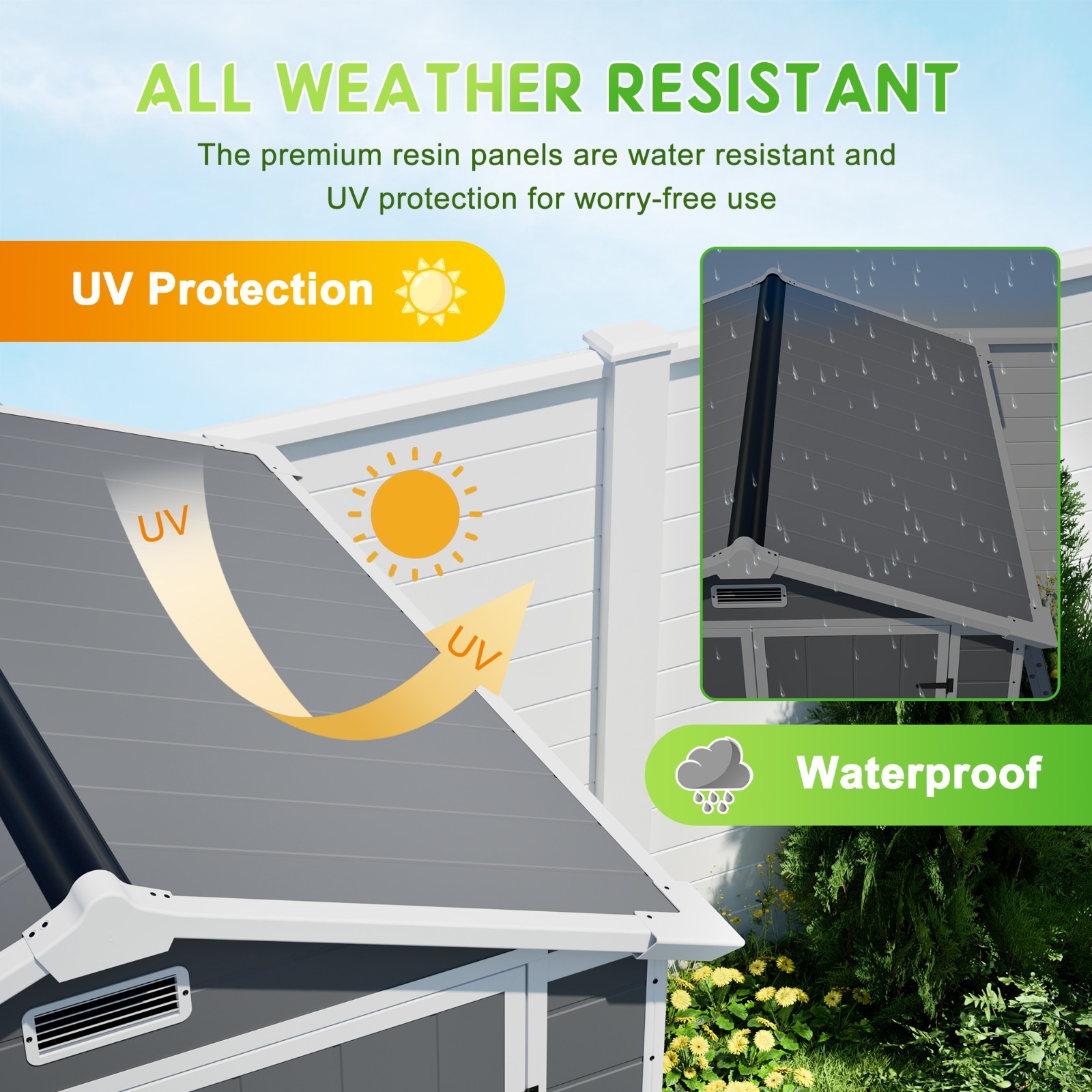 6x6FT Outdoor Resin Storage Shed w/Lockable Doors Plastic Shed w/Floor &Window