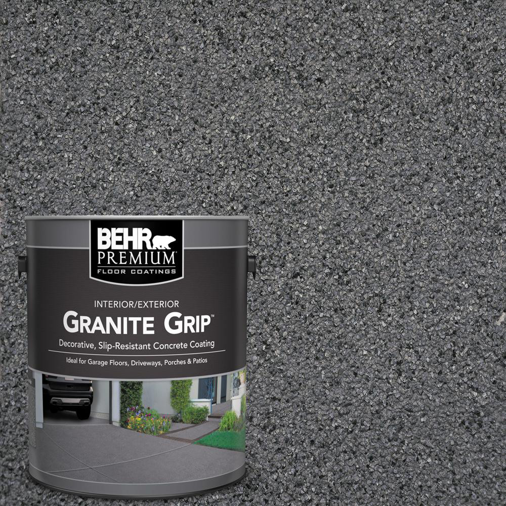 1 Gal Concrete Floor Paint Coating Gray Granite Non-Slip Garage Driveway Patio