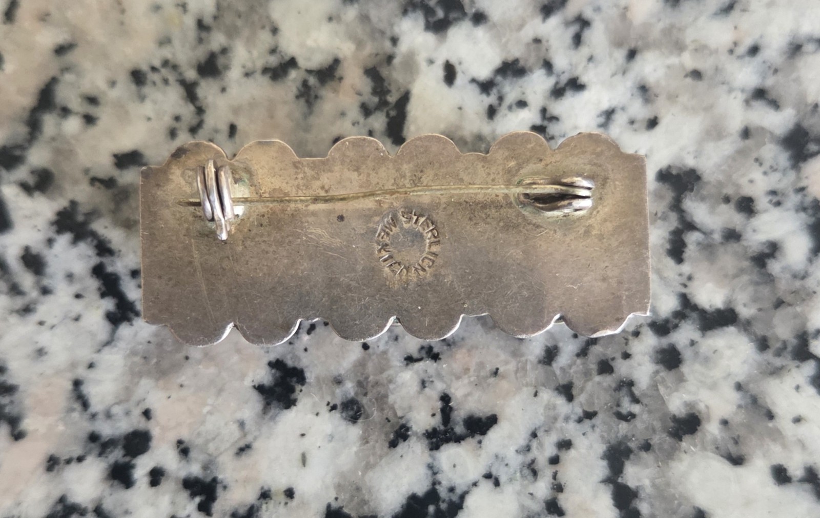 Vintage Sterling Silver 925 Black Onyx Mexico Brooch Pin