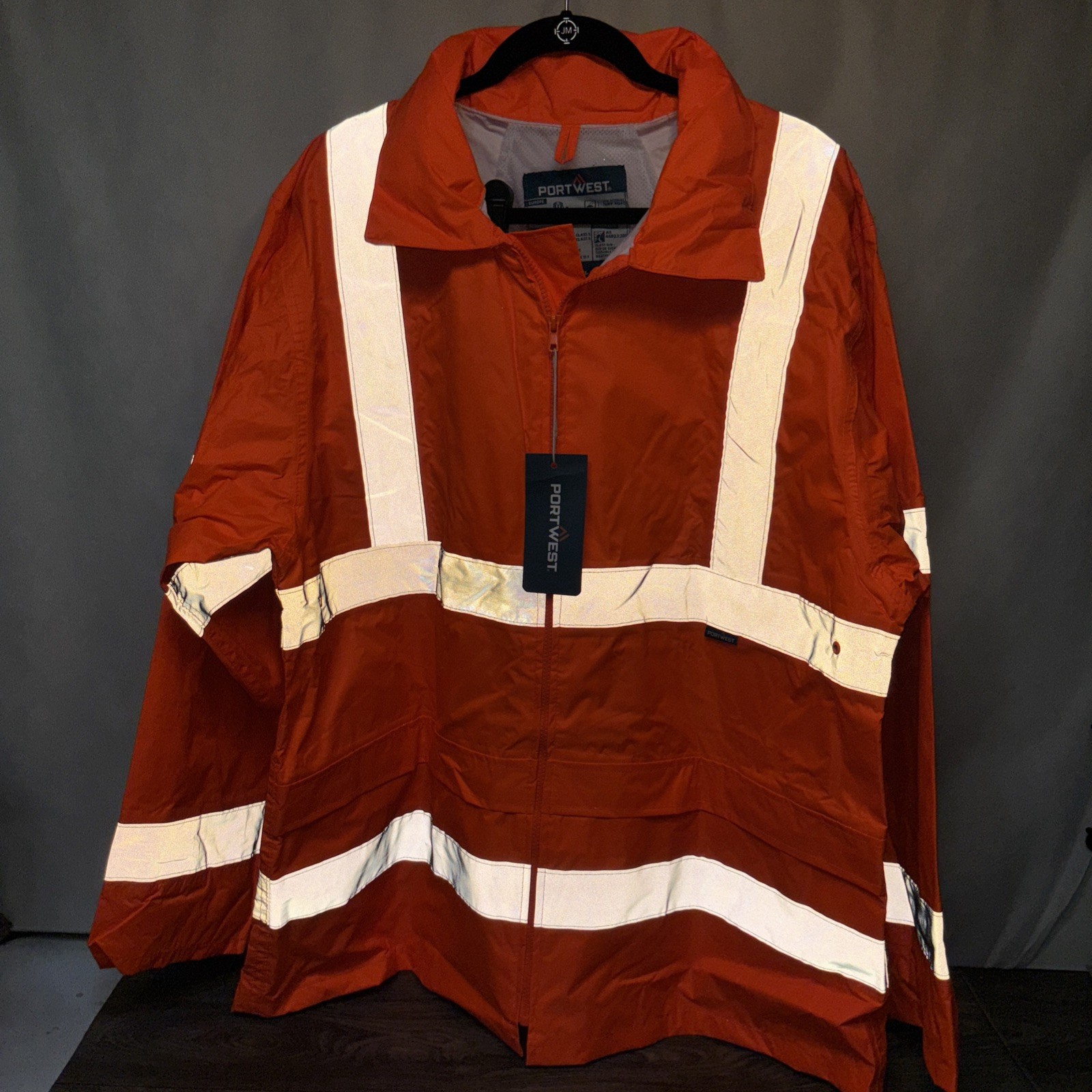 Portwest  UH440 Hi-Vis Orange Rain Jacket XL Reflective  Work Safety Logo