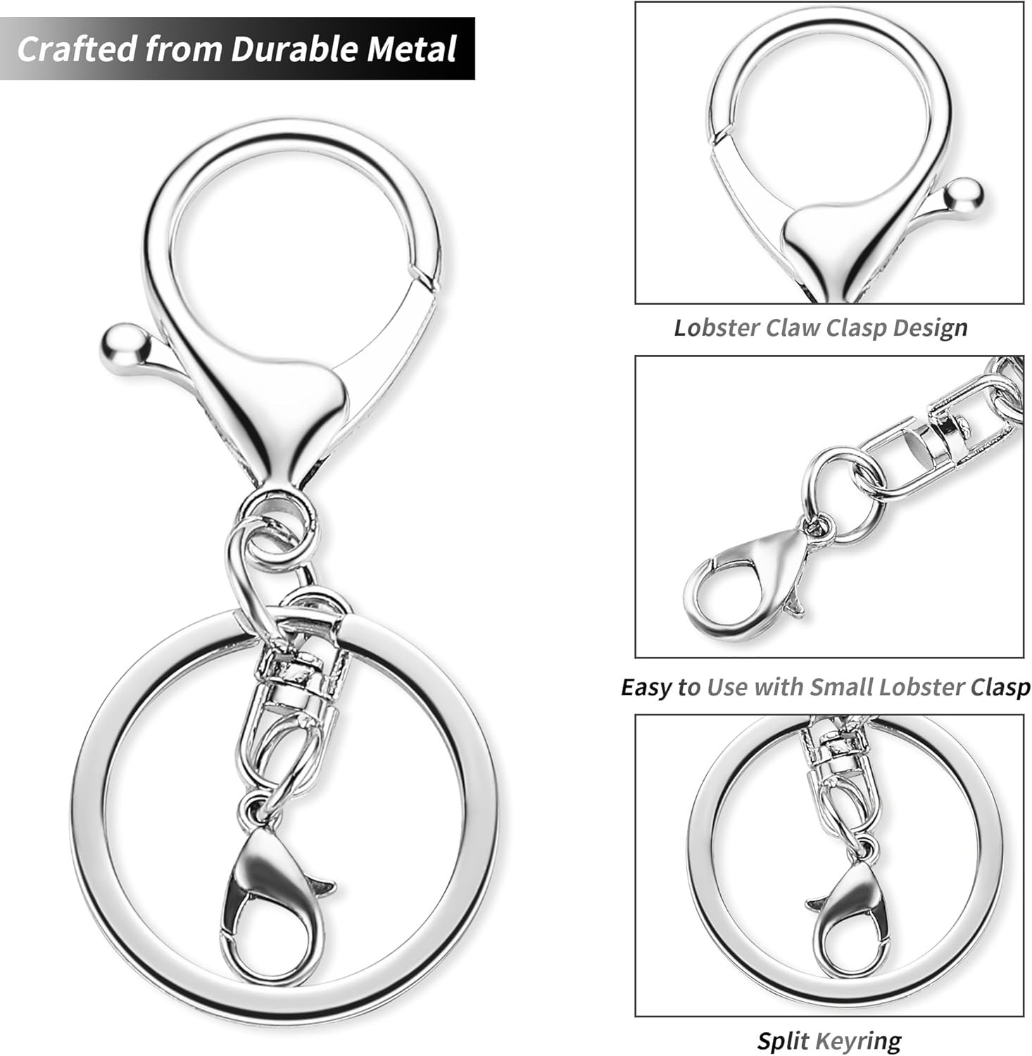 10 Pack a Set Metal Lobster Claw Clasps and Key Rings, Key Chain Accessories, Ke