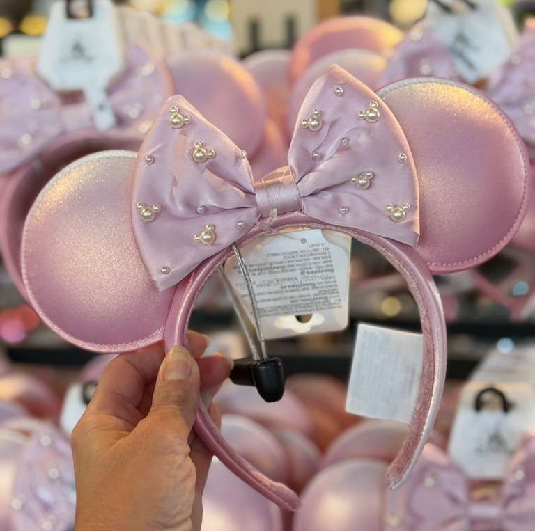 Disney parks Minnie Mouse Pink & Pearl Ear Headband New
