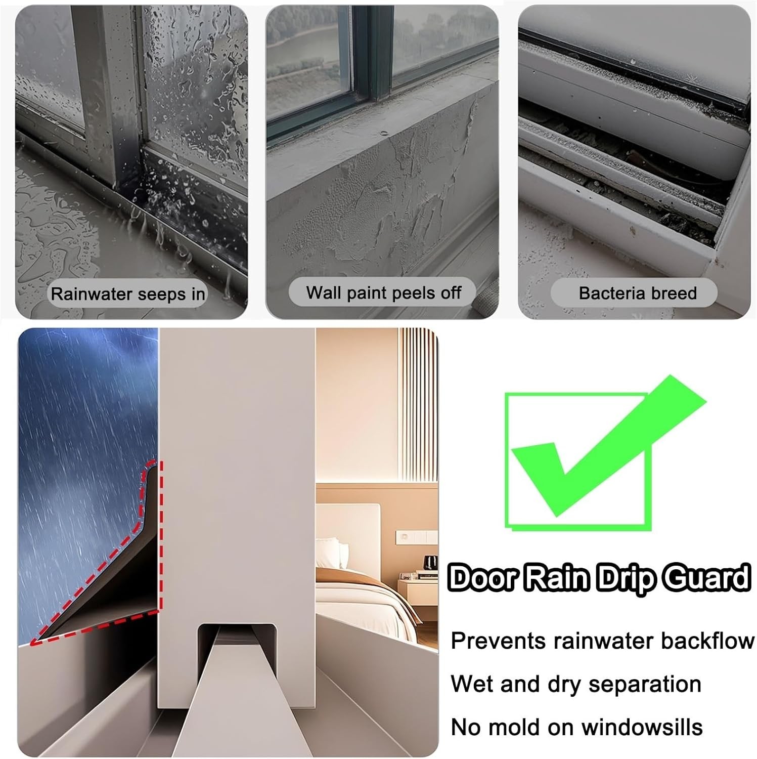 8.2FT Window Guard Seal Strip Trim Rain Deflector for Home Sliding Windows