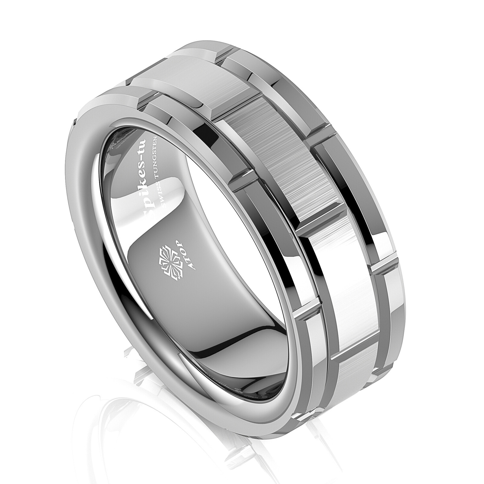 8mm Men's Tungsten Carbide Ring Silver Wedding Band Brick Pattern Size 6-13 ATOP