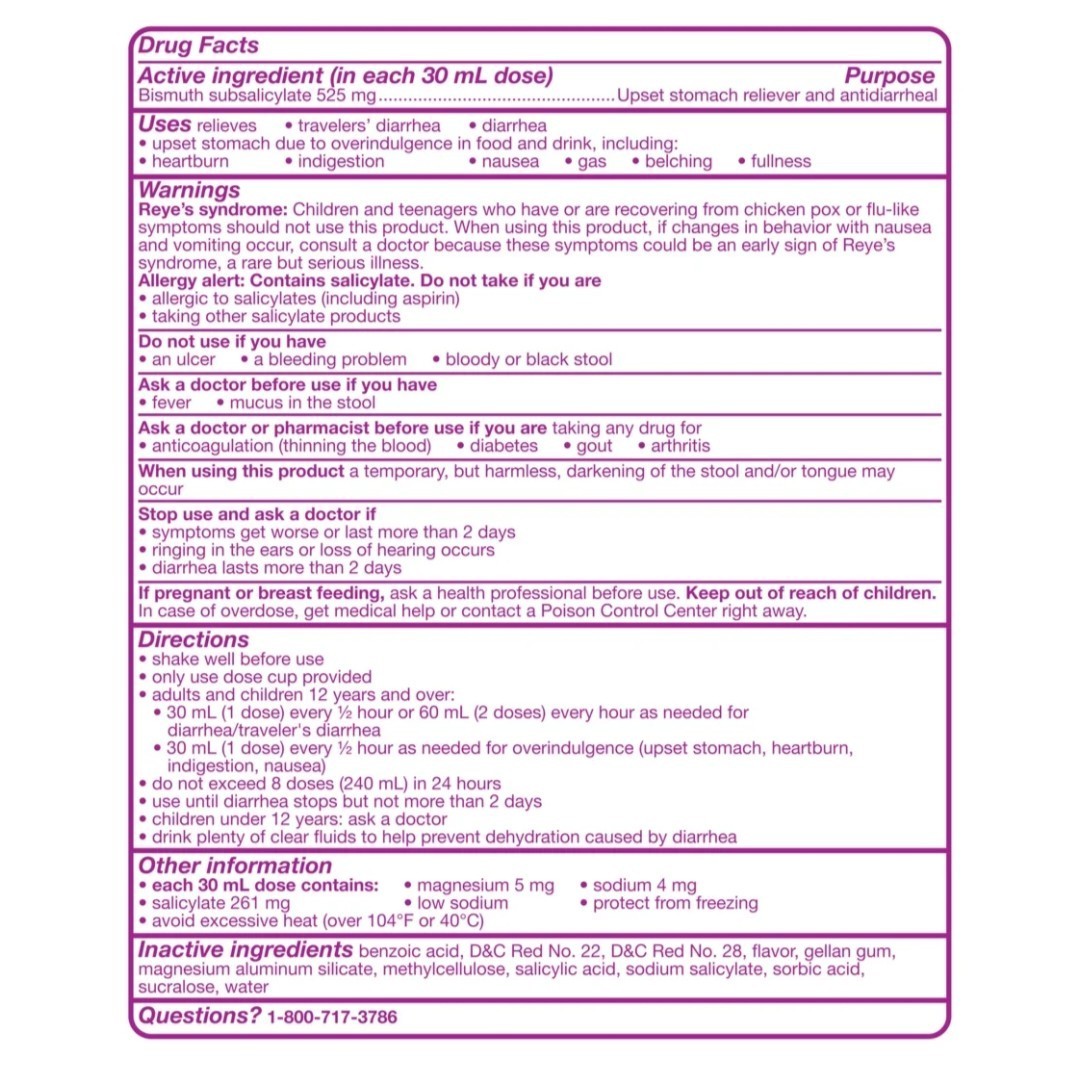 [2 Pack] Pepto Bismol 5 Symptom Stomach Relief Liquid, Original, 16 oz, Remedies