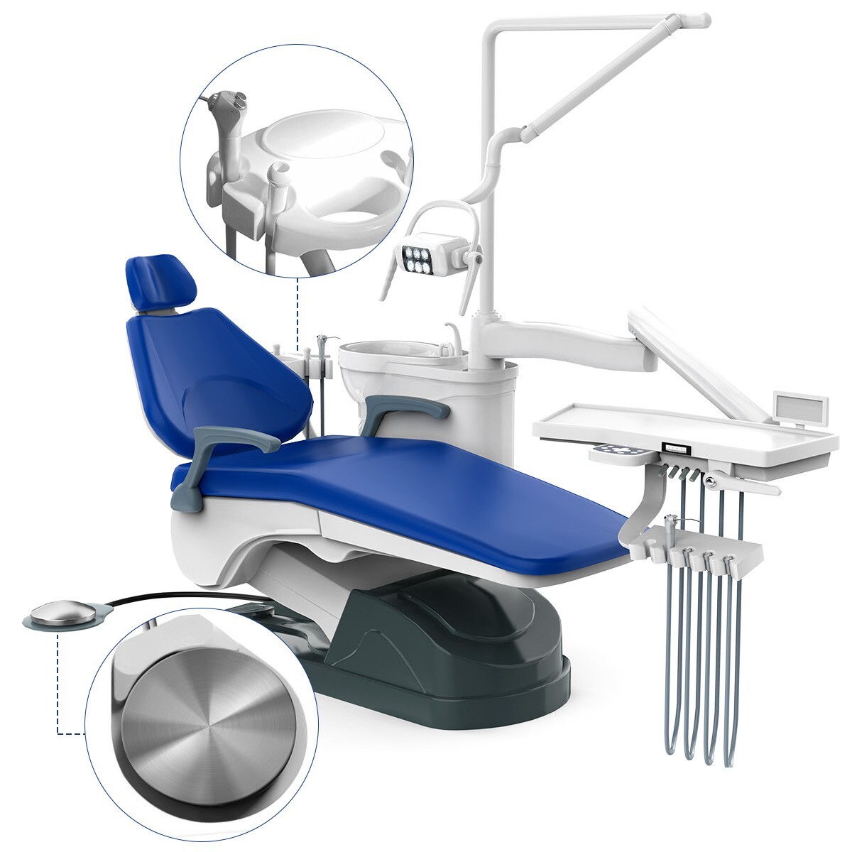 Unidad de Silla Dental Sillon Motor DC Cuero Duro PU/Kit de Pieza de Mano USA