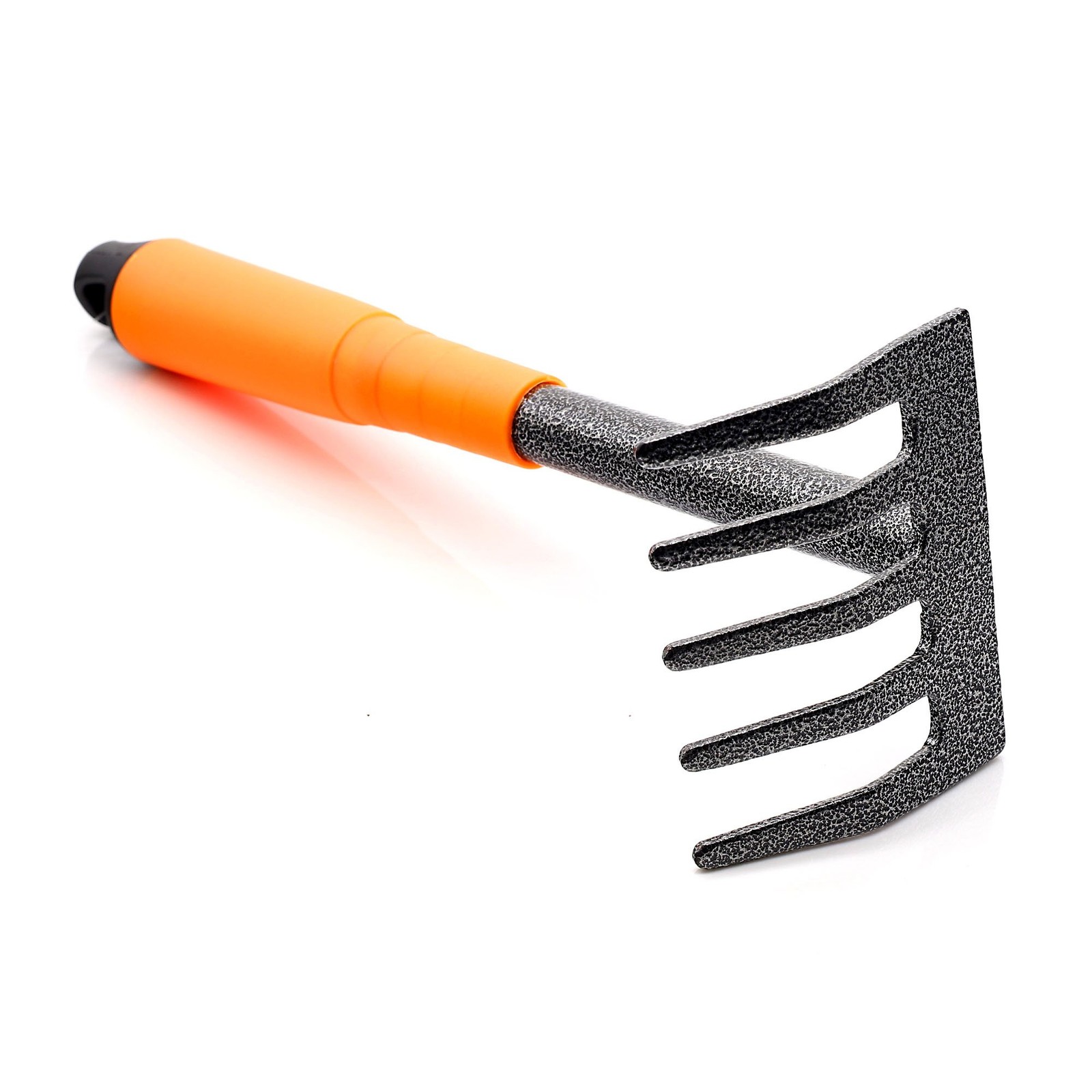 Garden Hand Rake, Steel Garden Cultivator Tools Portable Black and Orange Sma...