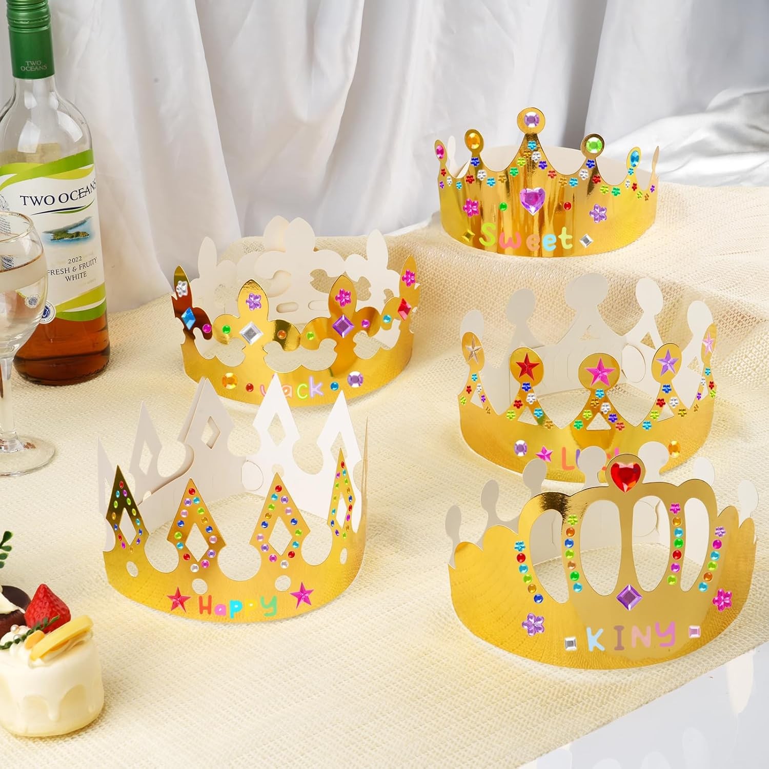Gold Paper Crowns, 15 Pcs DIY Birthday Party King & Princess Crown...