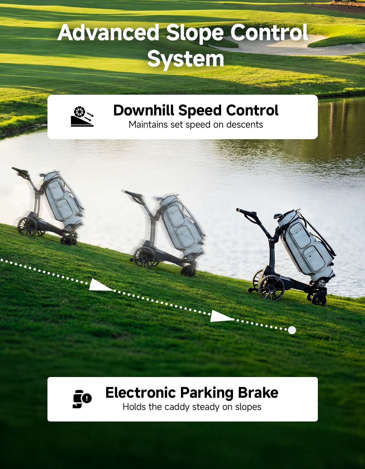 ApexR Foldable Electric Golf Push Cart Trolley Remote Control with Assist Mode