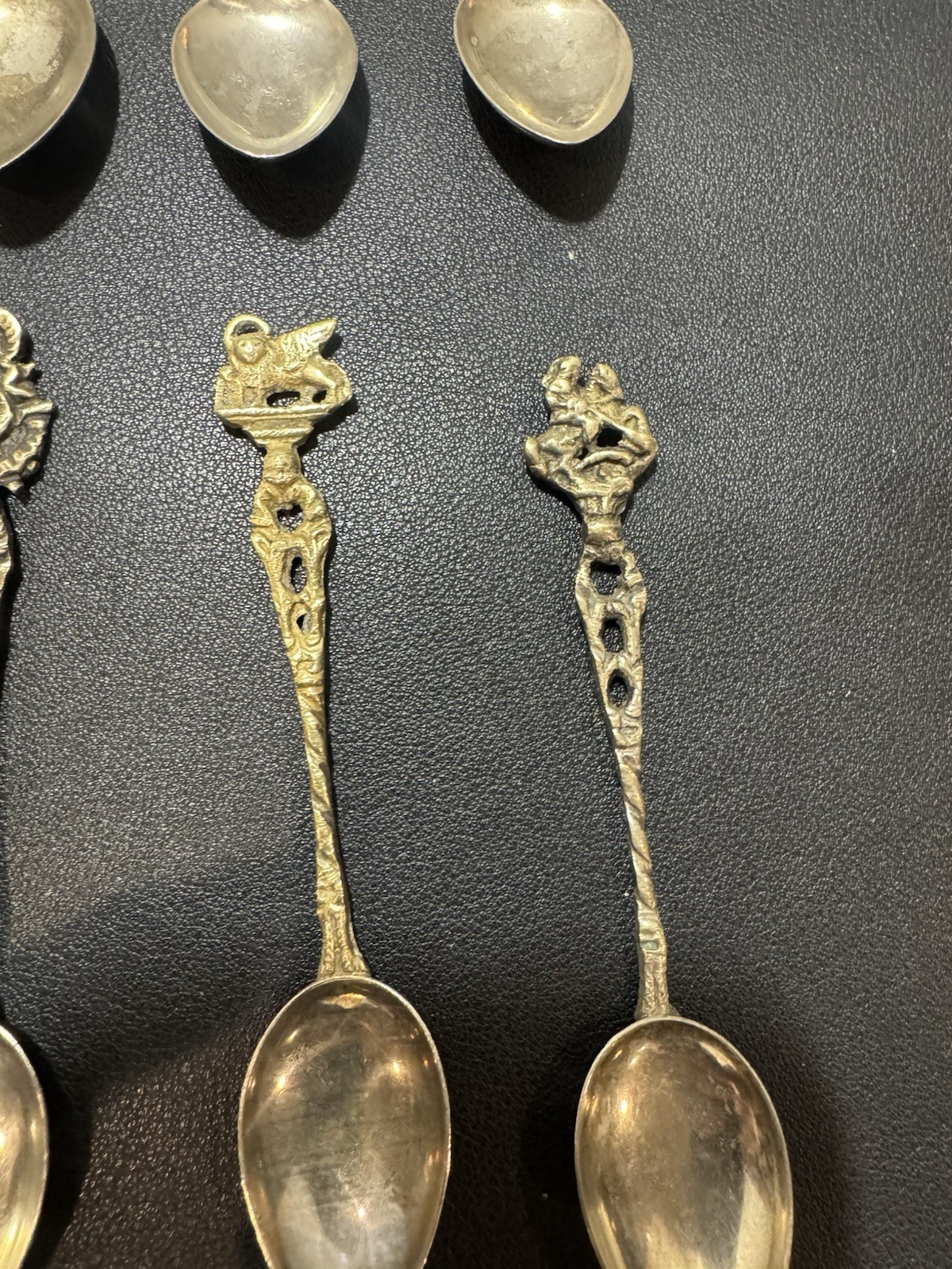 Vintage Italian Silver Plate Figural Demitasse Spoons Set 15