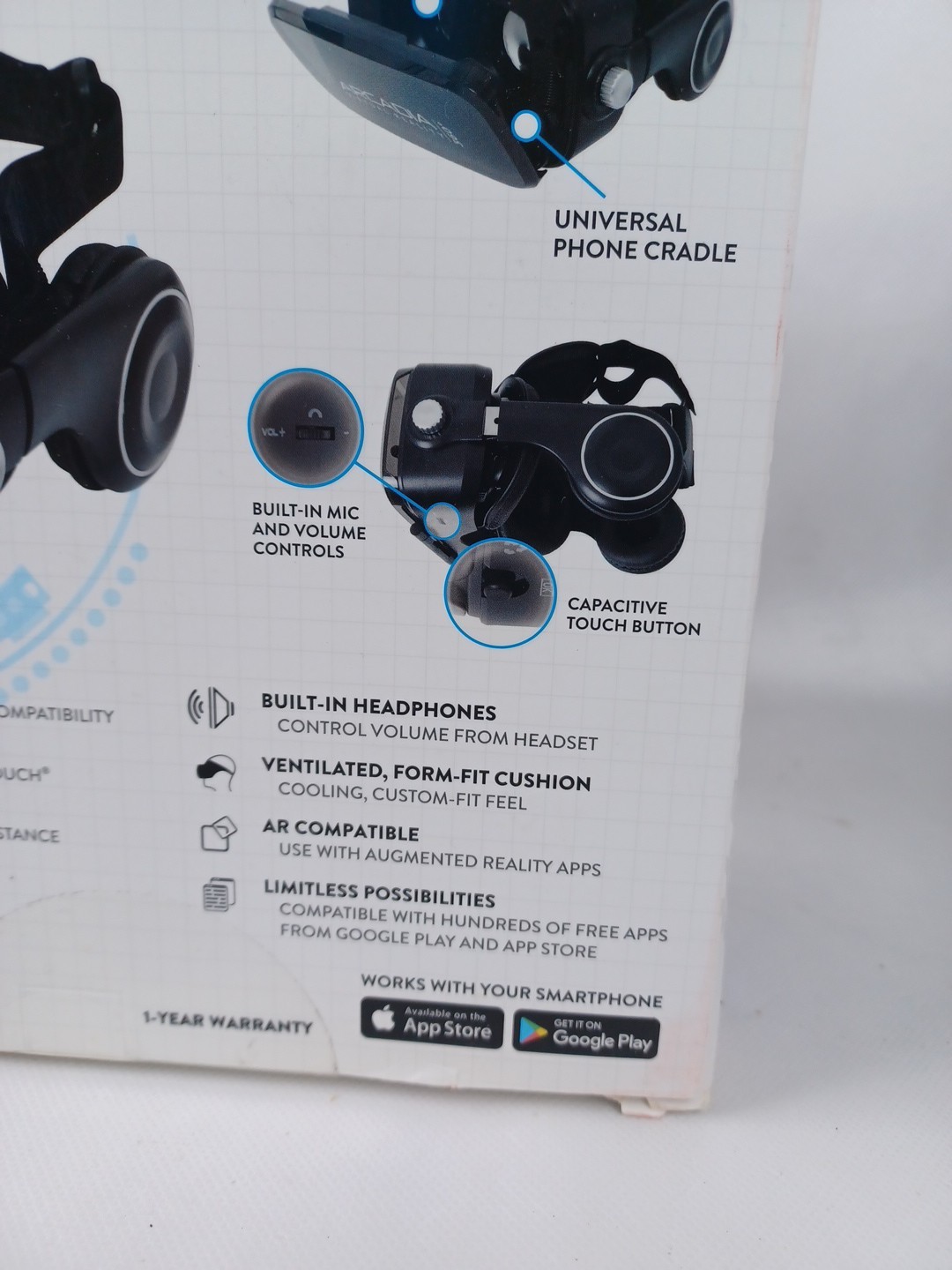 ARCADIA VIRTUAL REALITY HEADSET - 360 - BUILT-IN HEADPHONES - Black