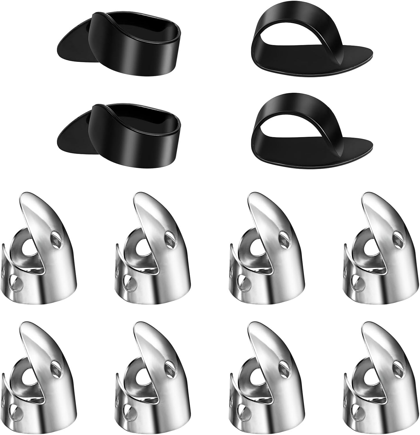 12 Piece Thumb Picks Set, Adjustable Banjo Picks 8 Pcs Stainless Steel Finger &