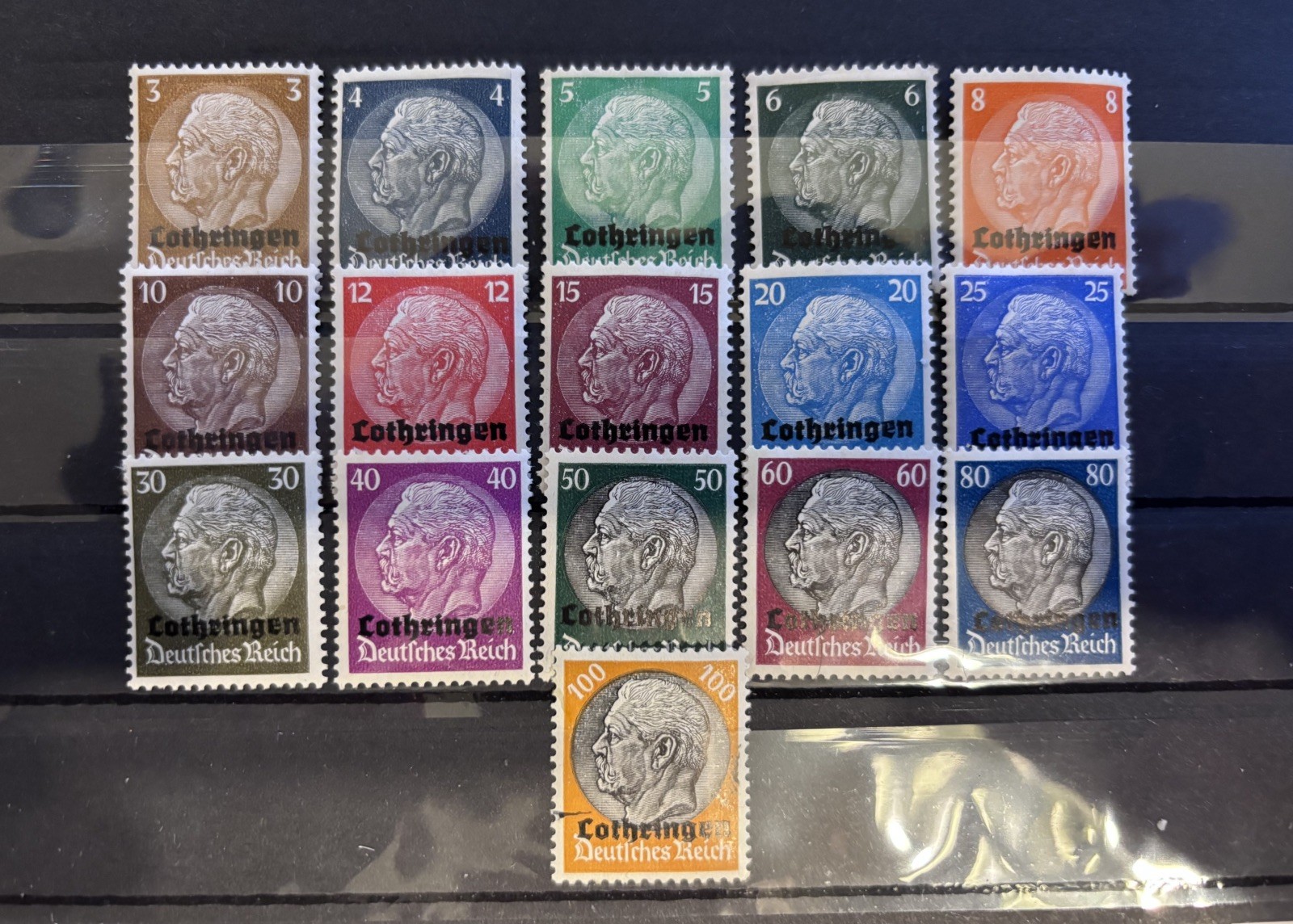 Germany German occupation of France Lorraine 1940 sg 1-16 Hindenburg MH