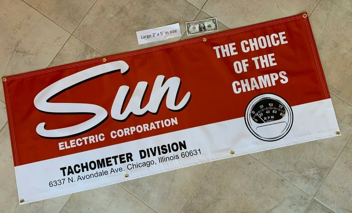 SUN TACHOMETER Garage Banner Sign (Large 2'x5')