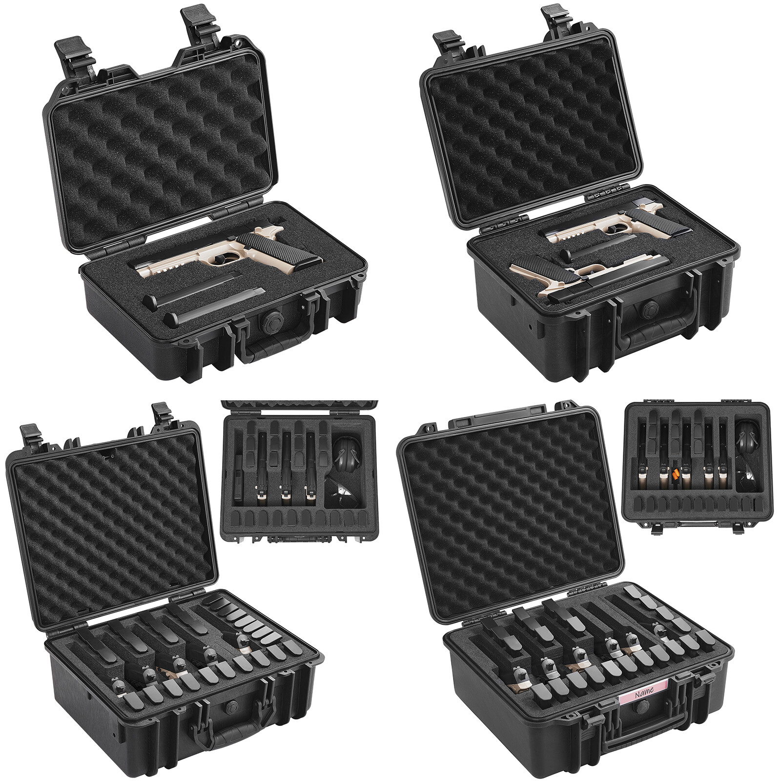 VEVOR Hard Pistol Cases with Pre-cut PU Foam/lining Lockable for 1/2/5/6 Pistol