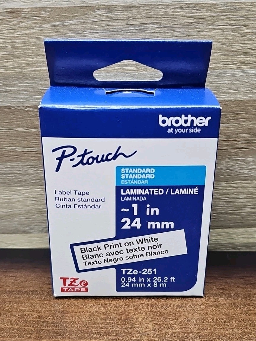 New Brother P-touch TZe Laminated Label Tape TZe-251 1in 24mm 0.94 In × 26.2 Ft