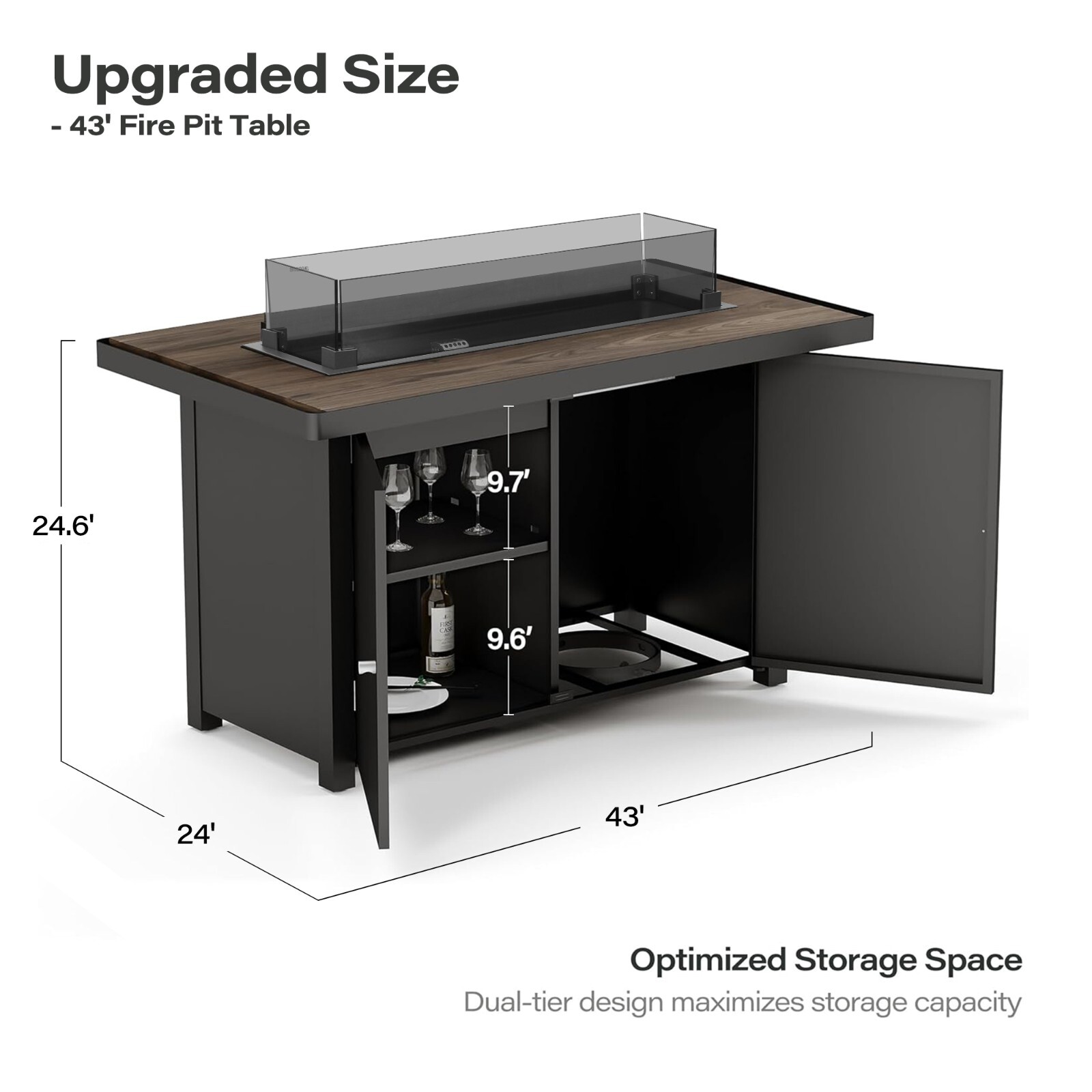 LAUSAINT HOME 43" Outdoor Fire Pit Table, 55,000 BTU Patio Propane FirePit