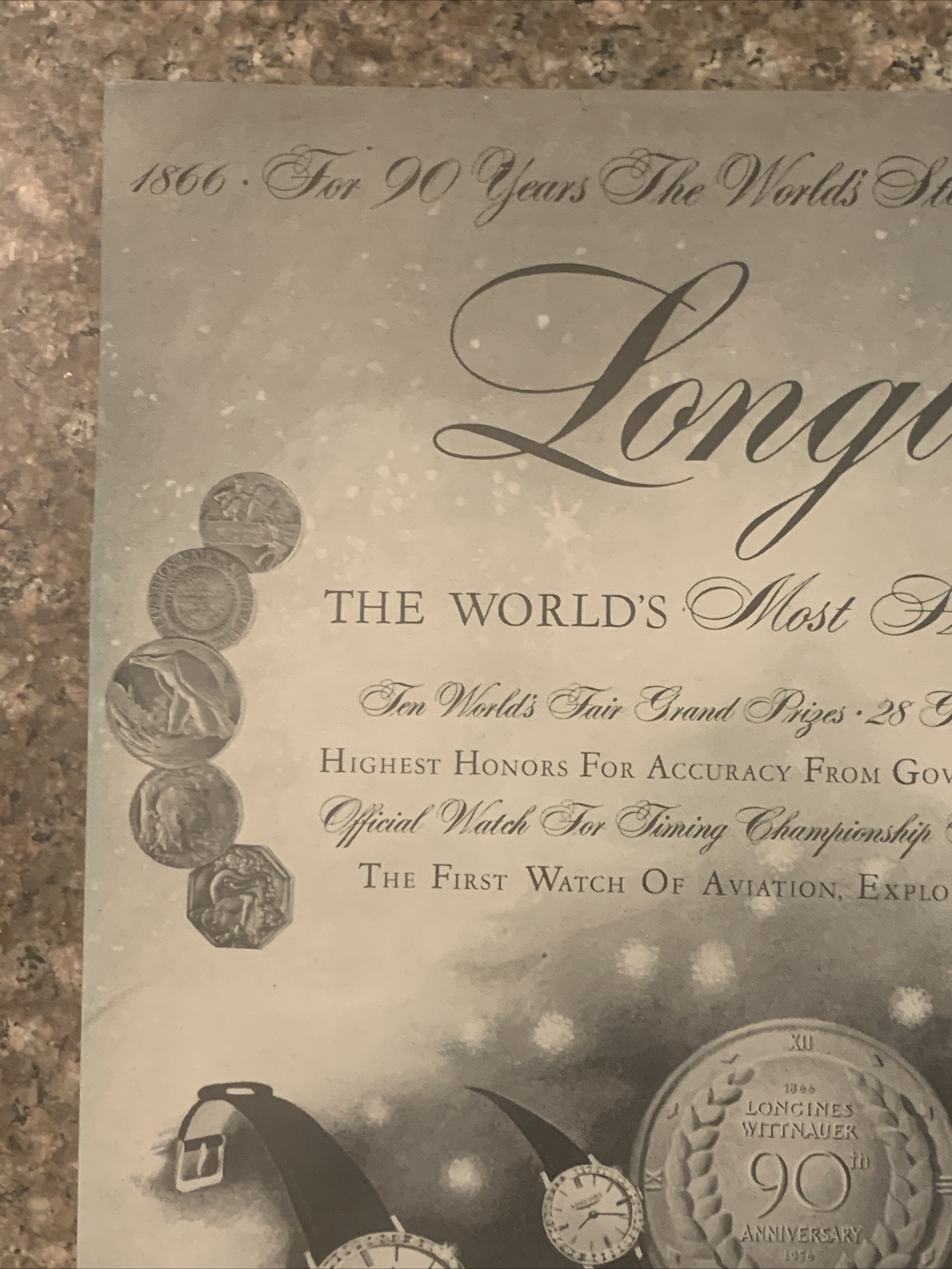 1956 Longines-Wittnauer Watch PRINT AD Standard Excellence Christmas VTG 1950s