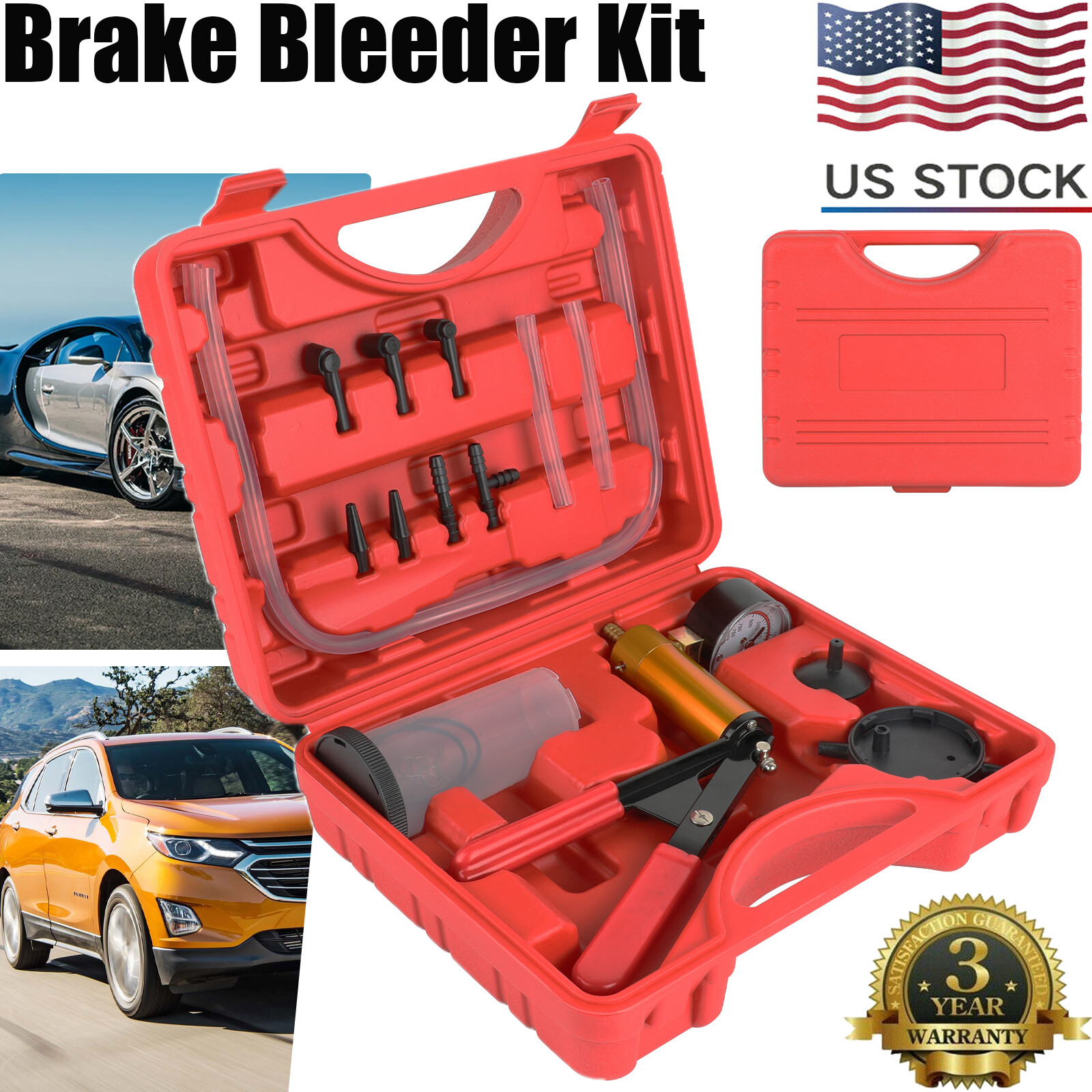 Universal Brake Fluid Bleeder Kit Hand held Vacuum Pressure Pump Tester Tool Set