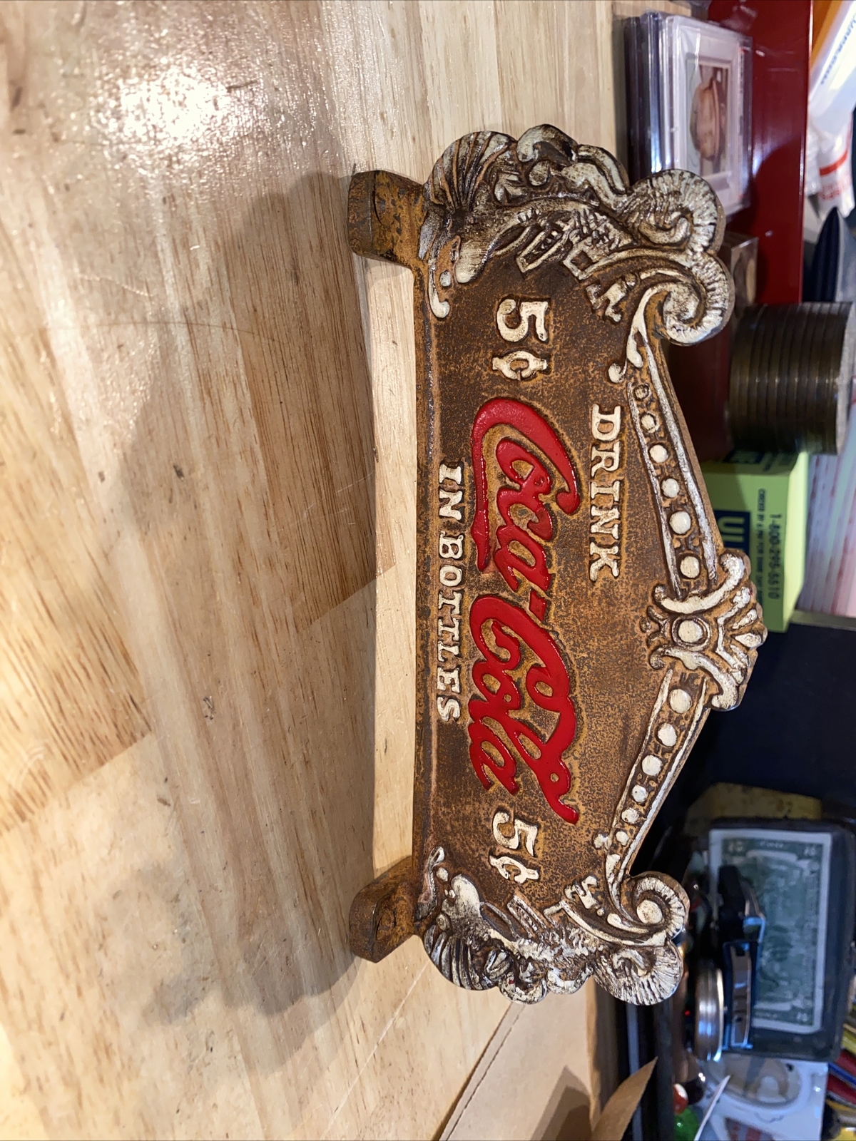 Coca Cola Cash Register Plaque Sign Coke Collector Soda Fountain Patina Metal