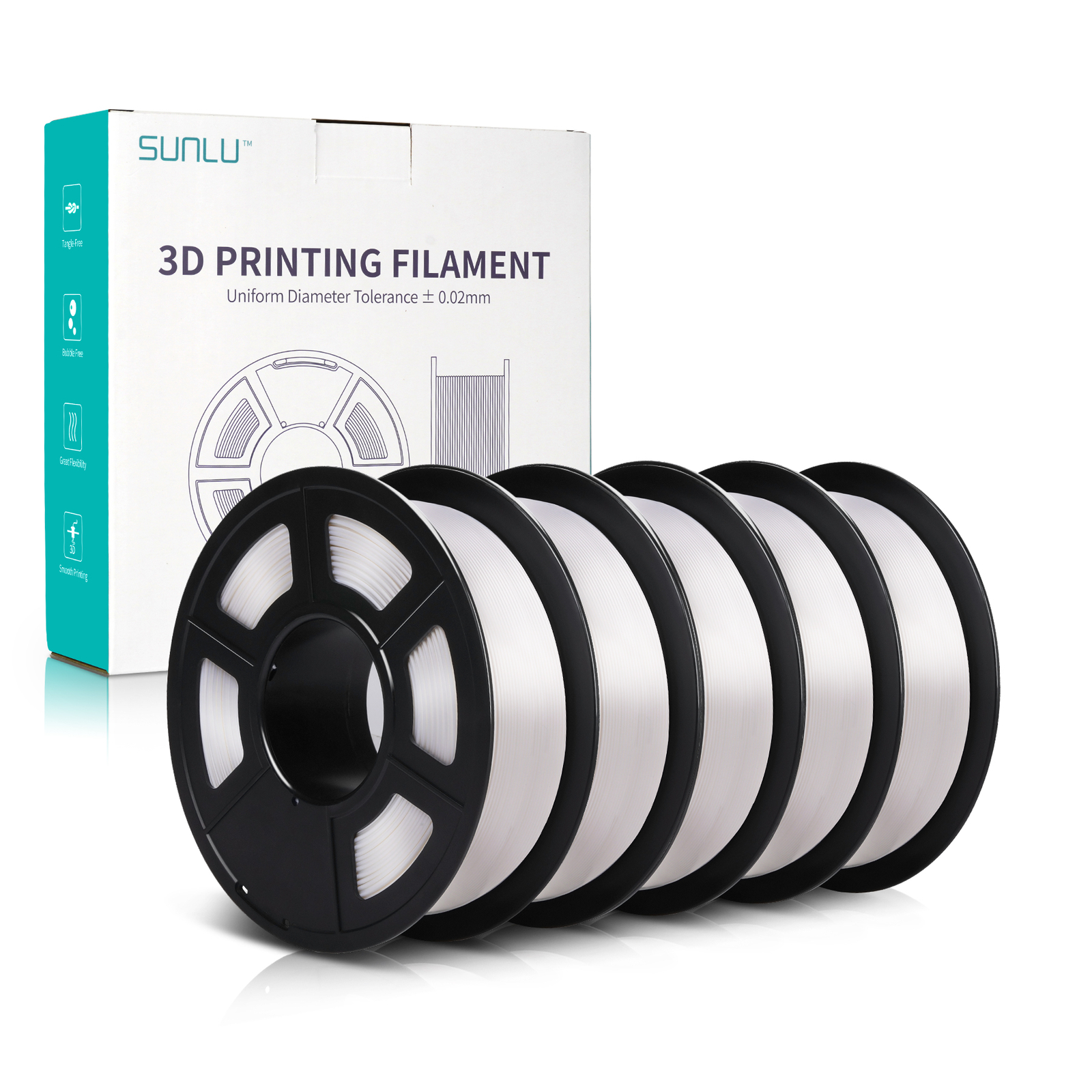 SUNLU 5×1KG PLA Matte PLA+ PLAMETA PETG SILK ABS 3D Filament Combo