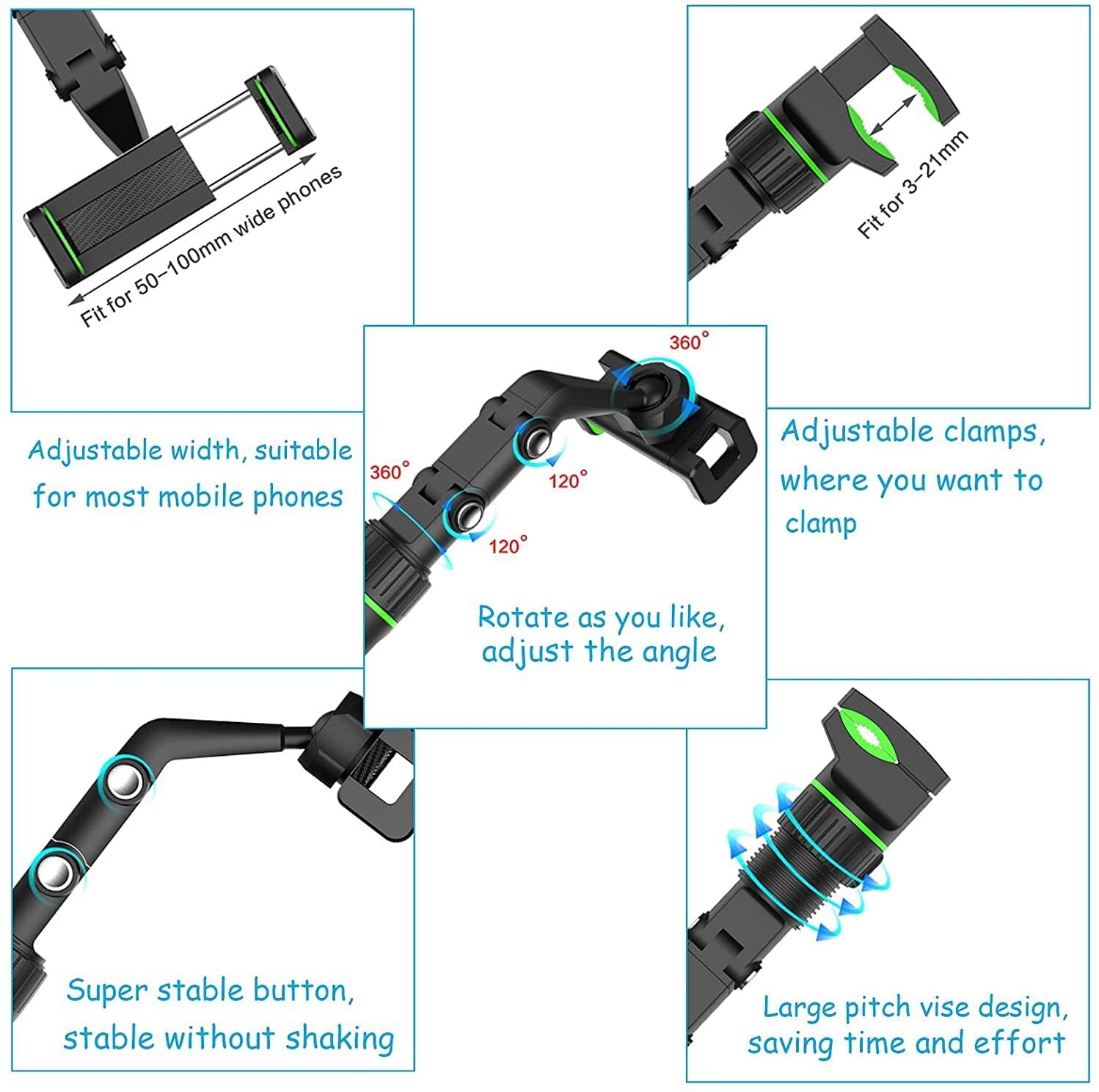 360° Rotation Adjustable Holder Car Rearview Mirror Mount Clip Phone Cradle GPS