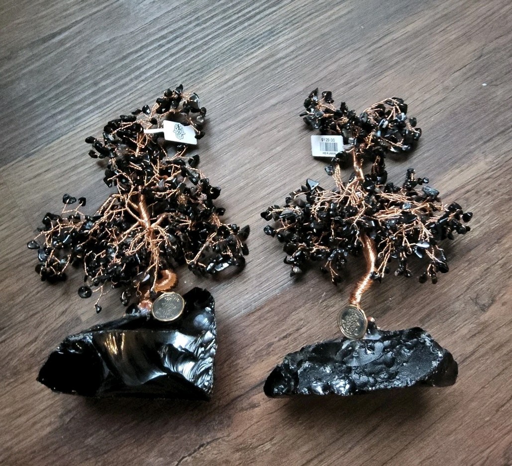 Lot of 2- Karma & Luck Black Onyx Feng Shui Tree Grounded Awareness HDPJ556