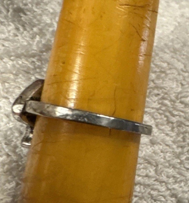 6 3/4 size,Sterling Silver hippie Mushroom Ring, Handmade Silver Toadstool vtg