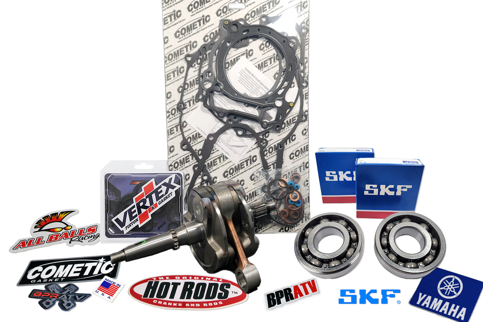 Yamaha YFZ450 Bottom End Engine Rebuild Kit Hot Rods Crank SKF Bearings Gaskets