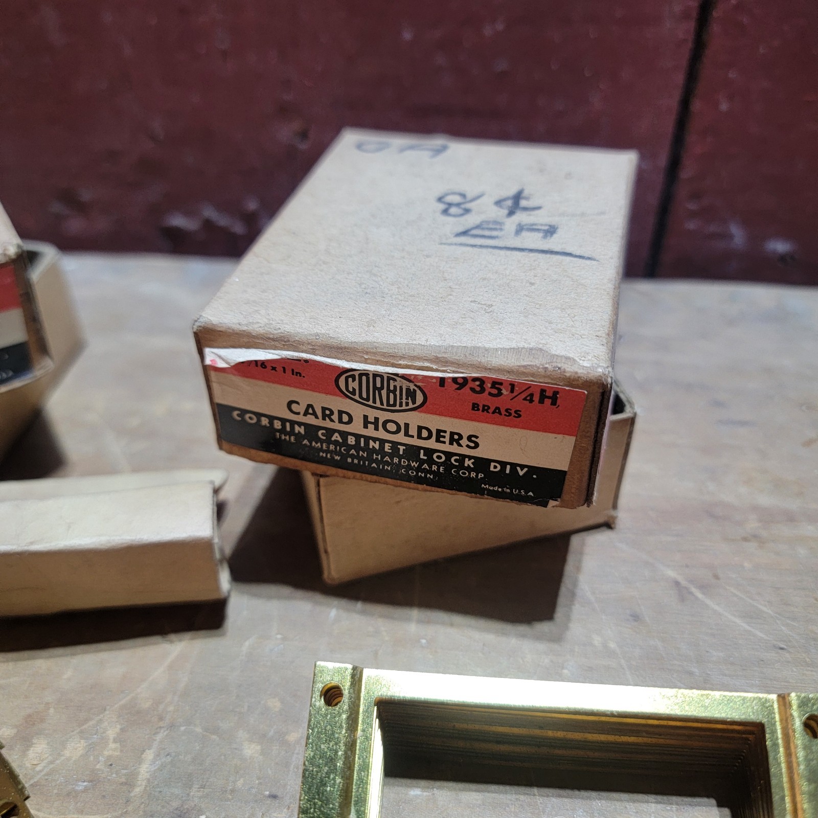 Over 40 Vintage Corbin Brass Label Card Holders File Drawer Hardware Part NOS