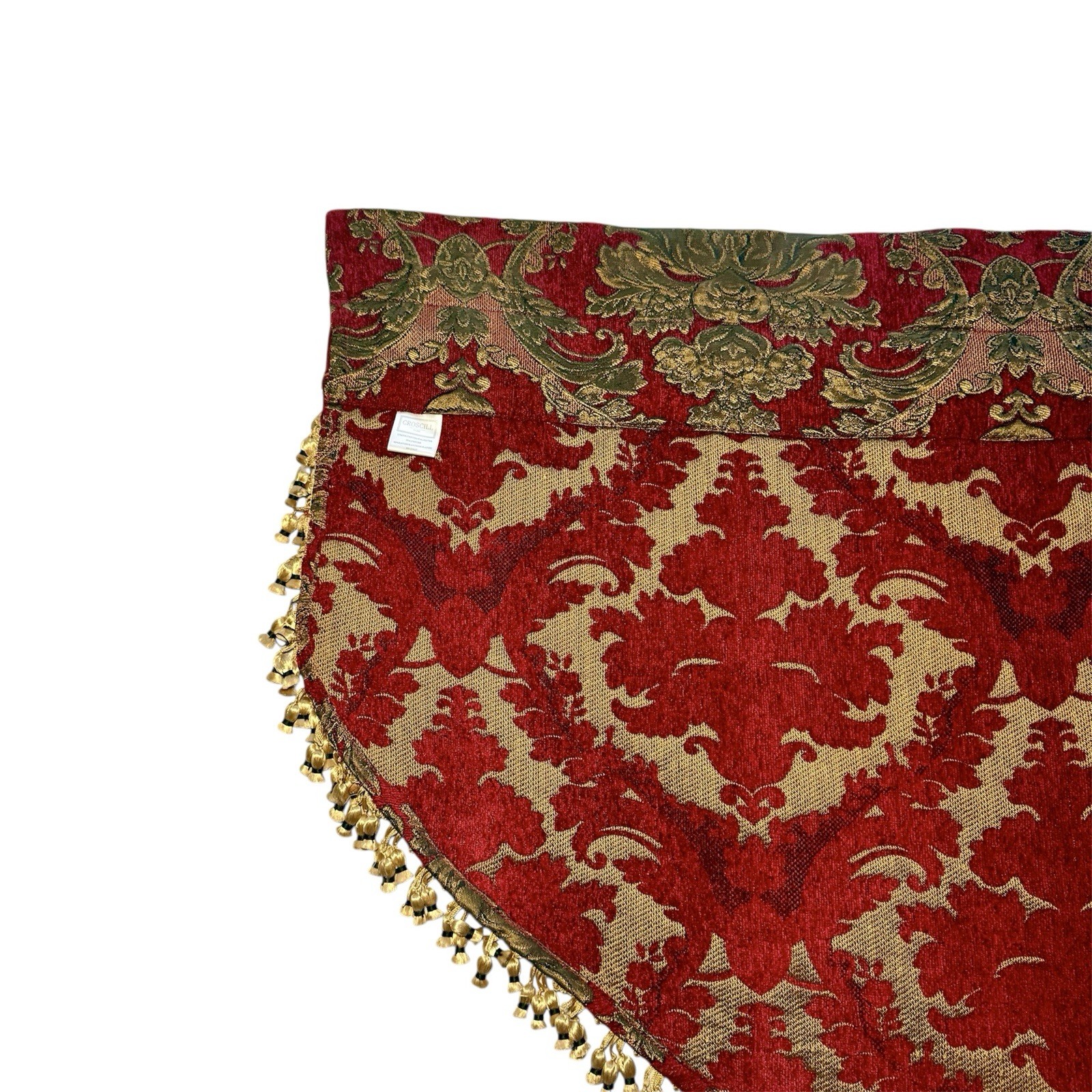 CROSCILL Imperial Empress CURTAIN Valance Brocade Red Gold Tassels Tapestry EUC