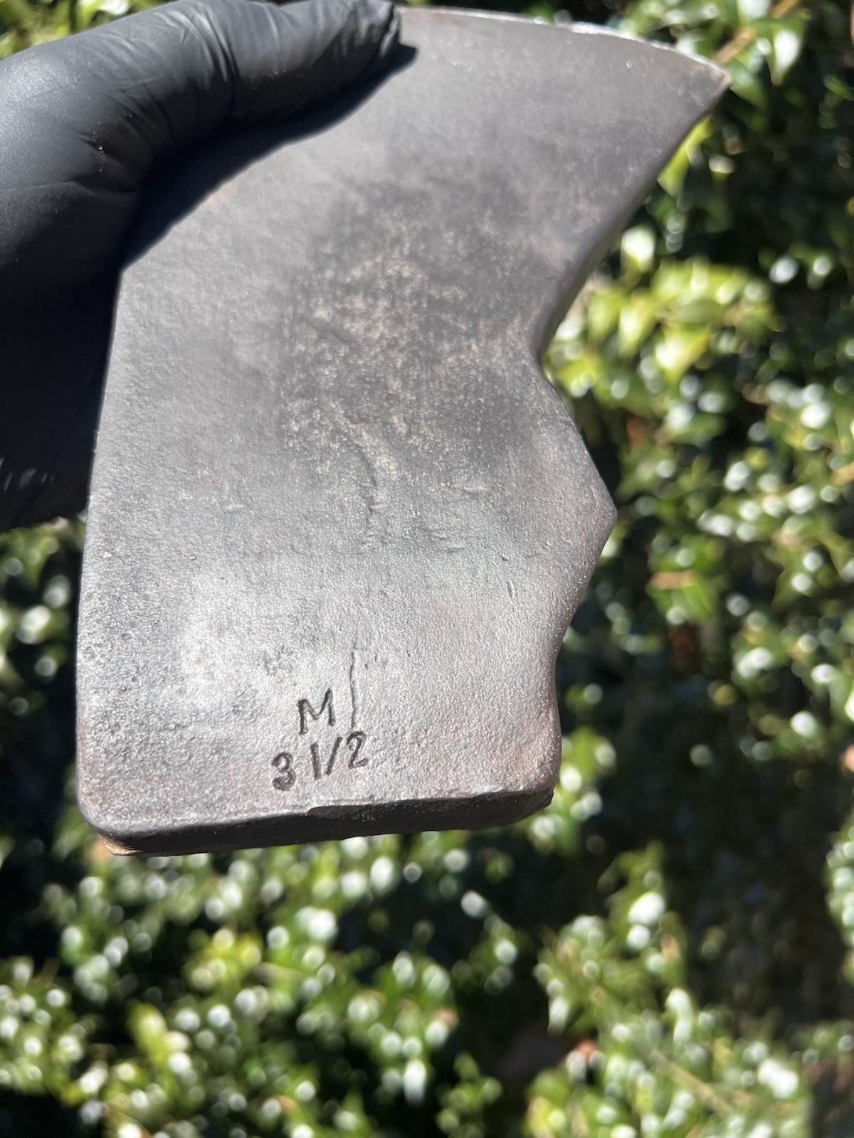 Vintage Mann Edge Tool Single Bit Axe Head Marked "M , 3 1/2." Jersey Pattern