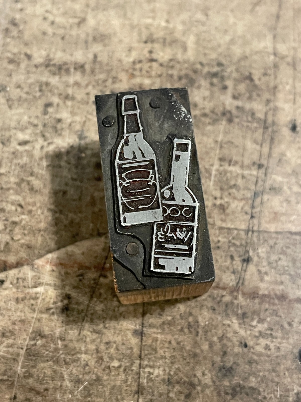 Printing Letterpress Printers Block Cocktails 2 Liquor Bottles Bartending (579)