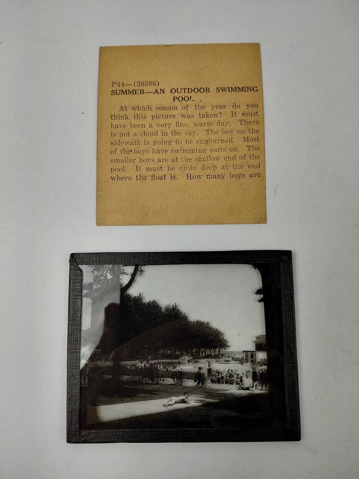 Magic Lantern Glass Slide Photo Keystone P44 Summer Outdoor Swimming Pool